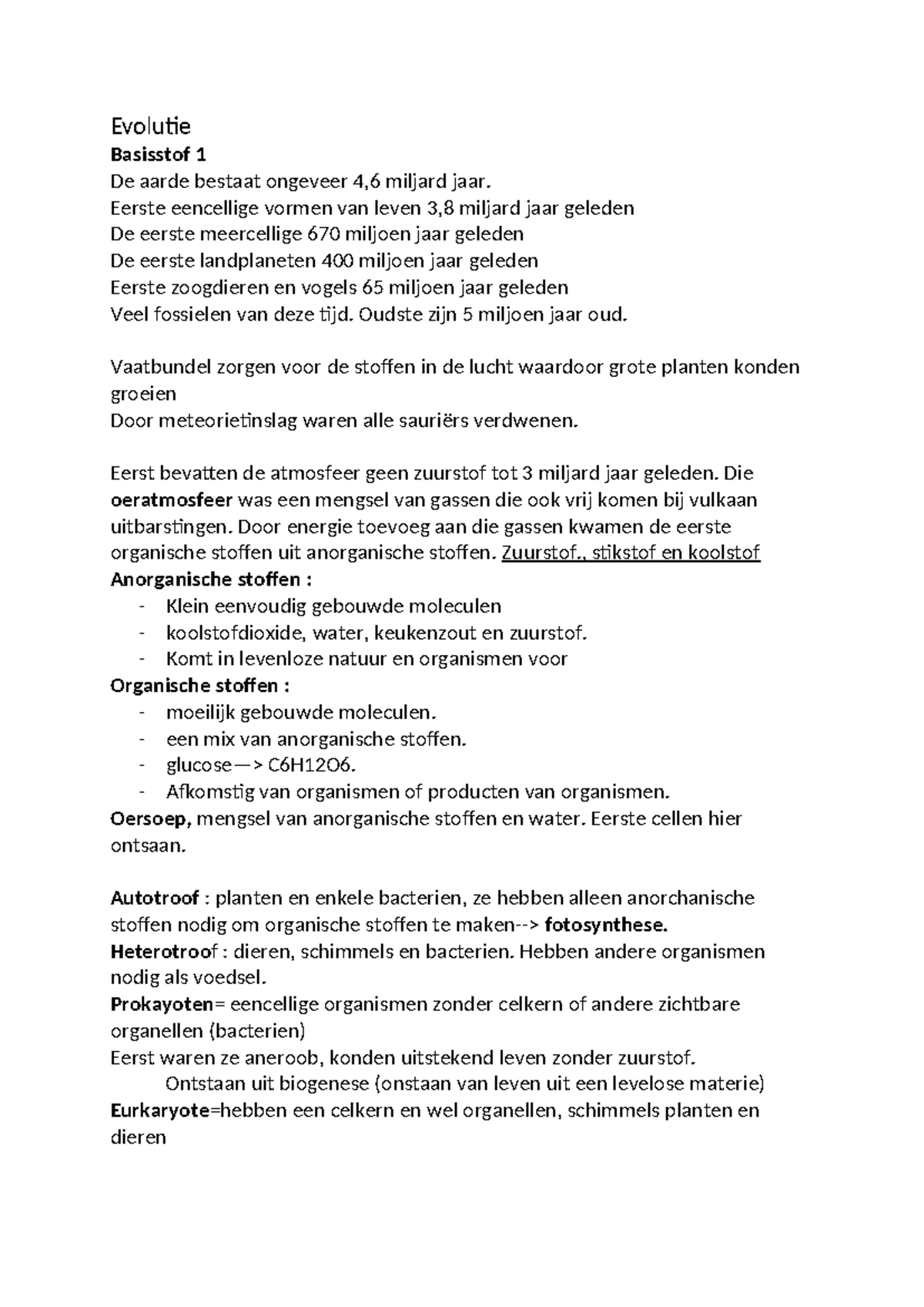 Biologie Evolutie - Samenvatting - Evolutie Basisstof 1 De Aarde ...