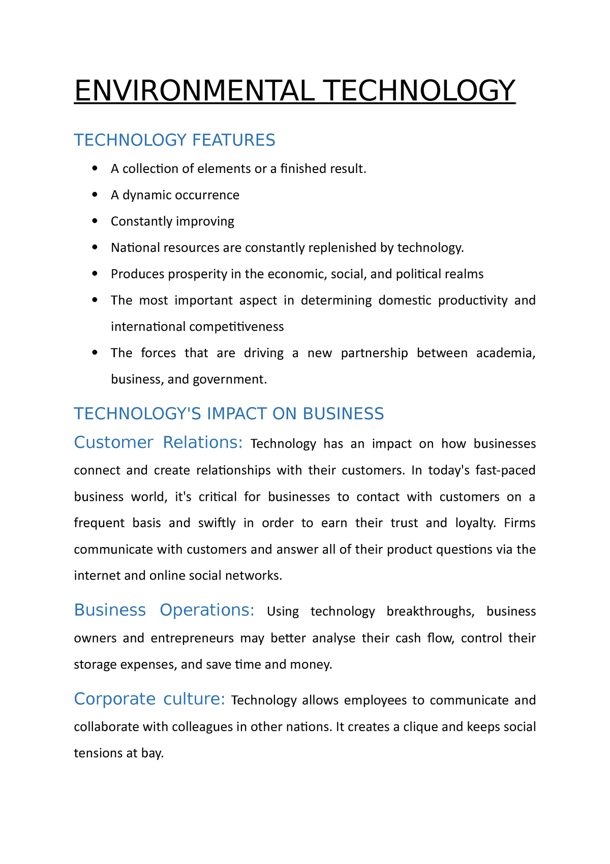 environmental technology essay