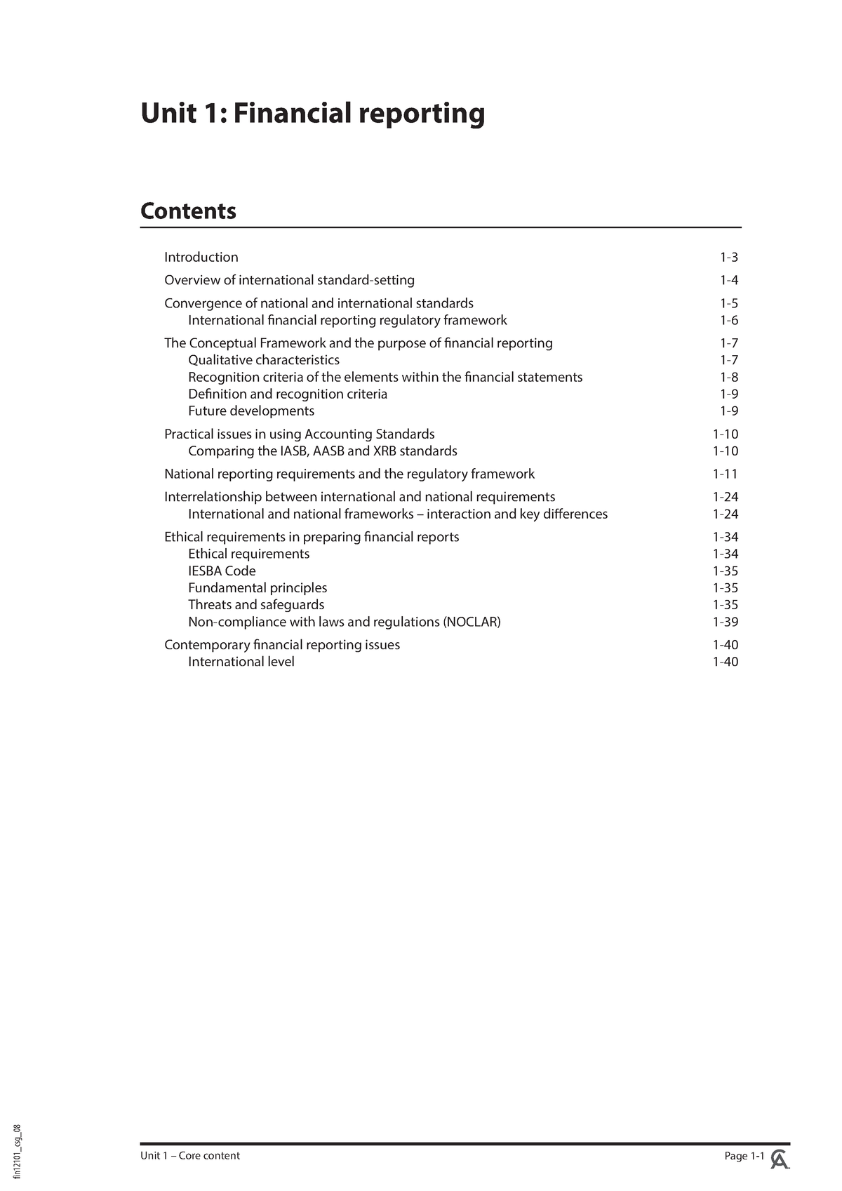 Financial Reporting CSG - Unit 1: Financial Reporting Unit 1 – Core ...