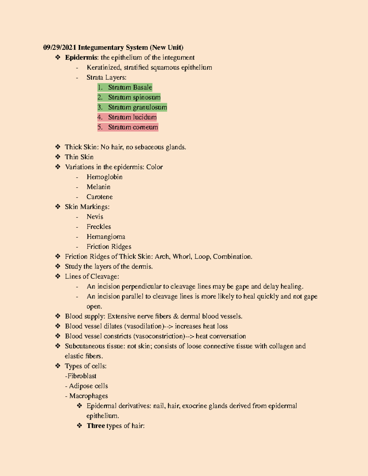 Anatomy 2nd Exam - Touches different topics of A&P I - 09/29/2021  Integumentary System (New Unit) ❖ - StuDocu