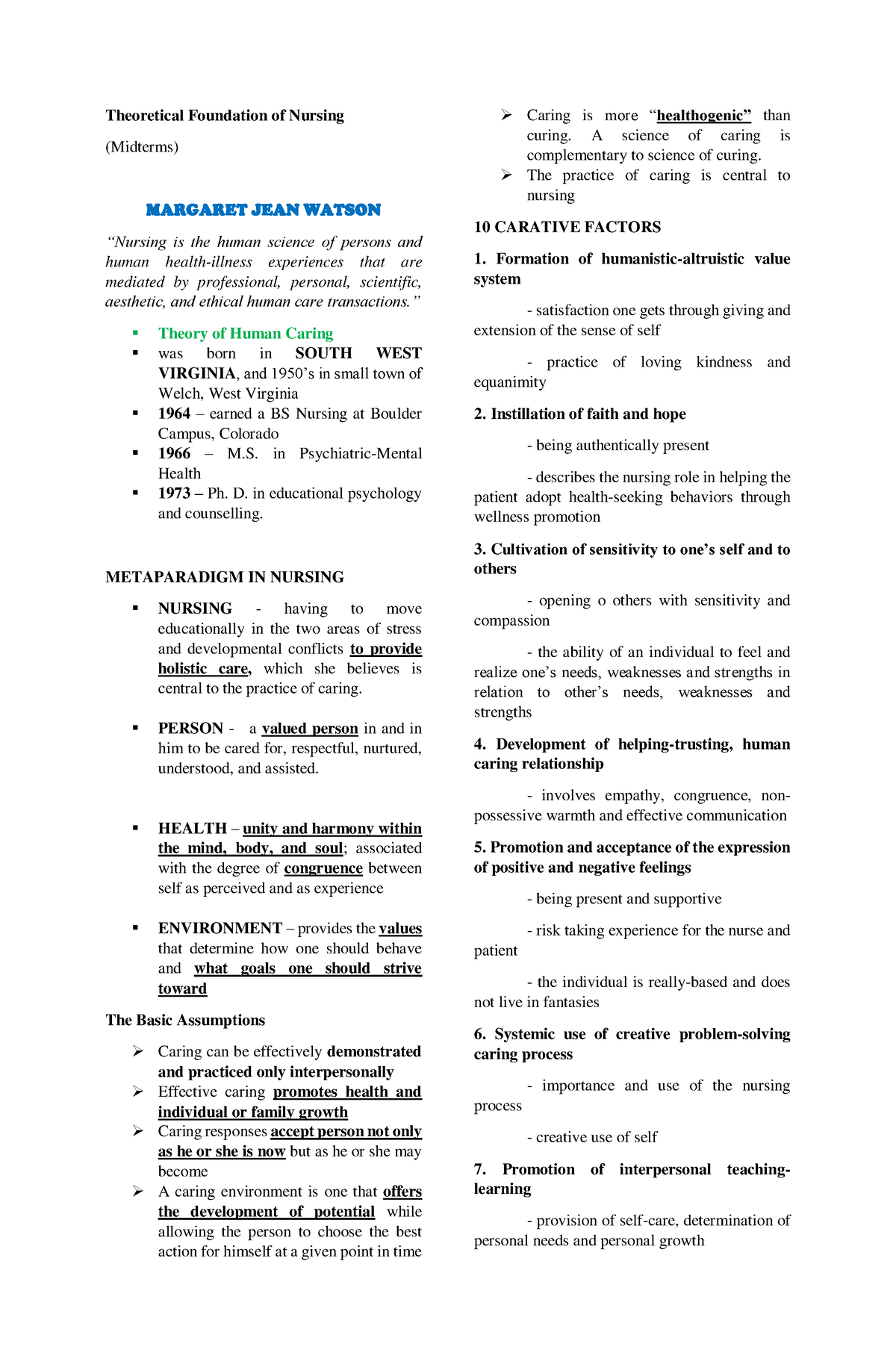 TFN-Midterm Notes - Theoretical Foundation Of Nursing (Midterms ...