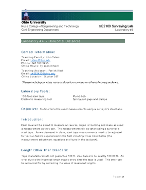 CE 2100 Surveying Lab #5 - Russ College Of Engineering And Technology ...