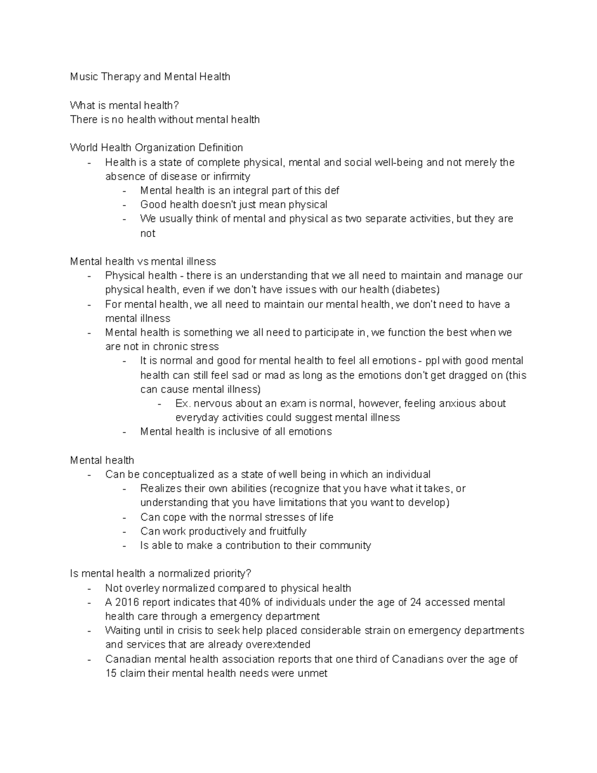Music 2MT3 - Week 10 notes - Music Therapy and Mental Health What is ...