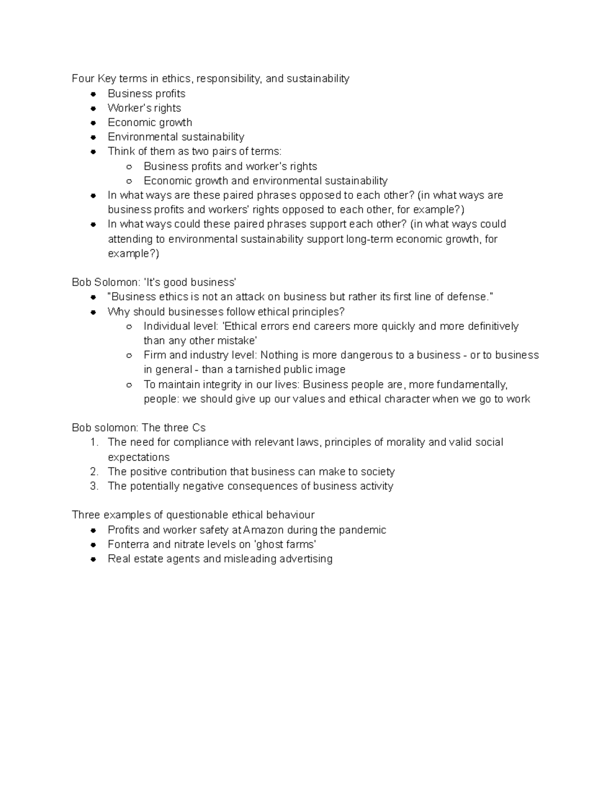 Week 1 Business And Ethics - Four Key Terms In Ethics, Responsibility ...