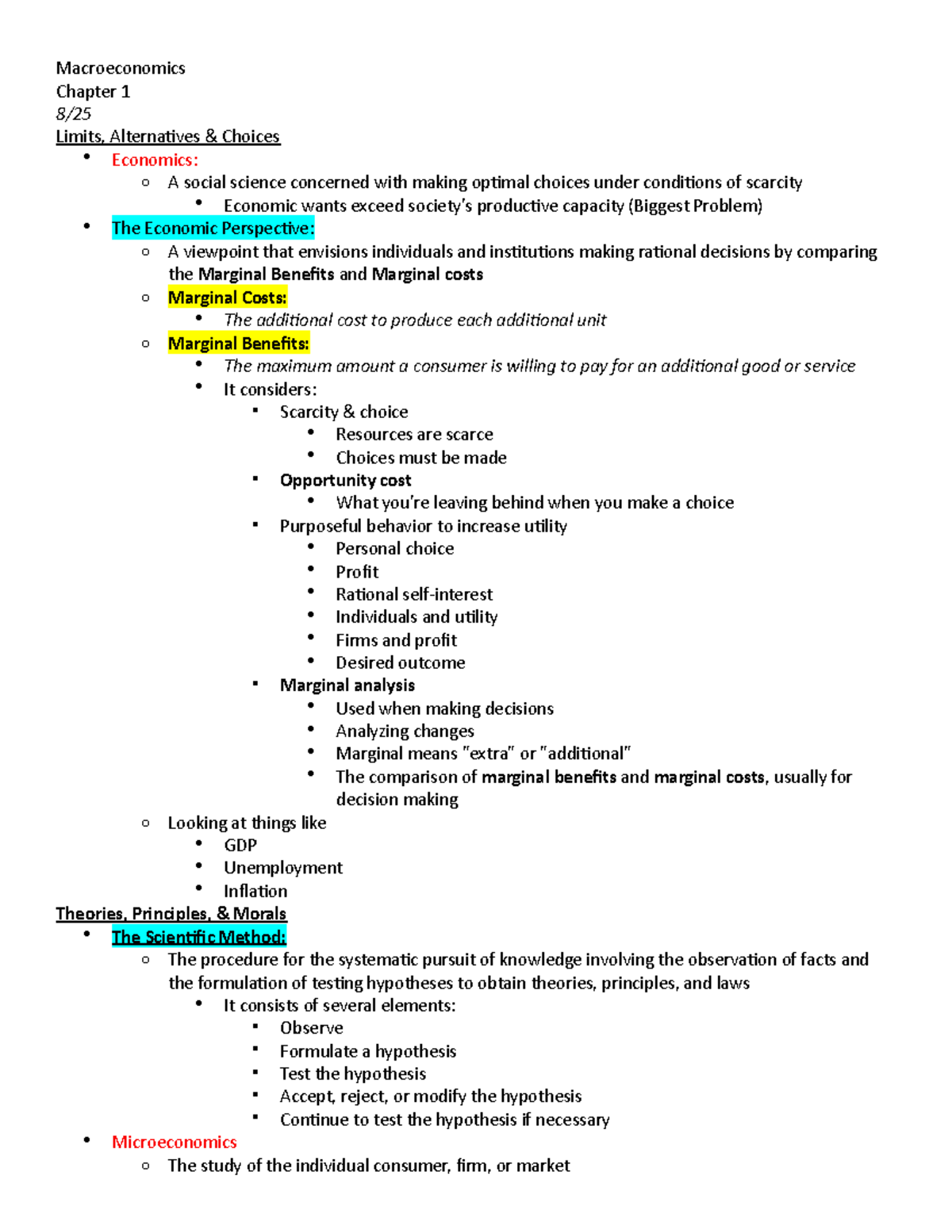 Macroeconomics Chapter 1 Notes - Macroeconomics Chapter 1 Limits ...