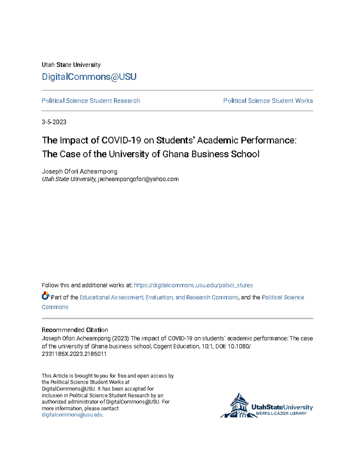 effect of covid 19 on student academic performance essay