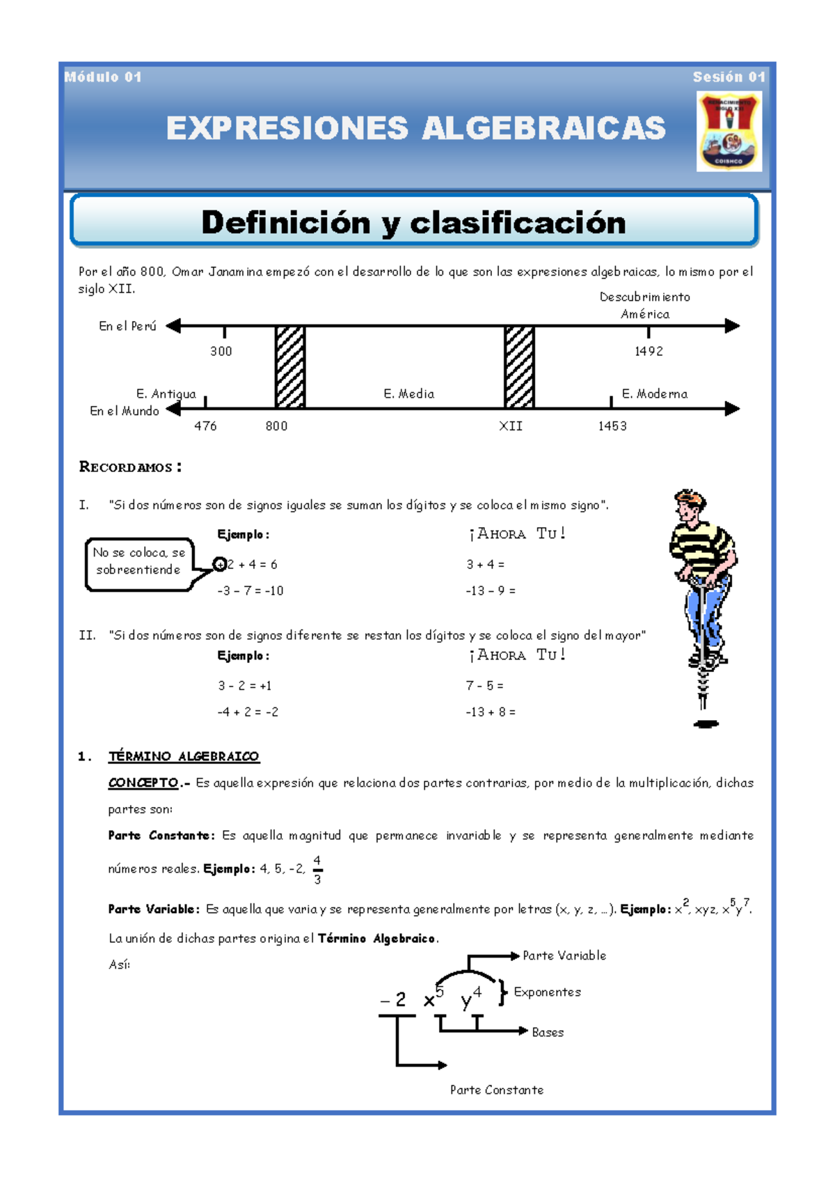 Expresiones Algebraicas para Segundo de Secundaria - Definición y ...