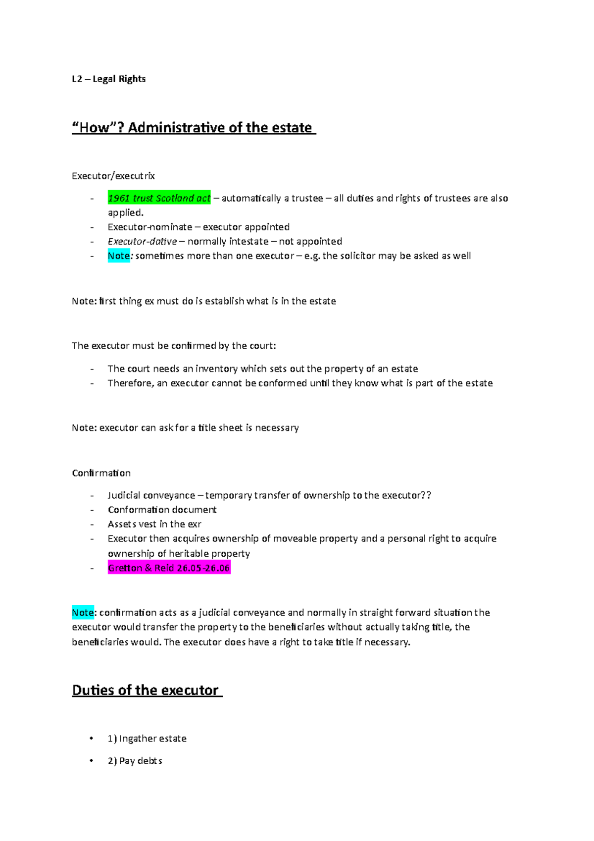 assignment of legal rights