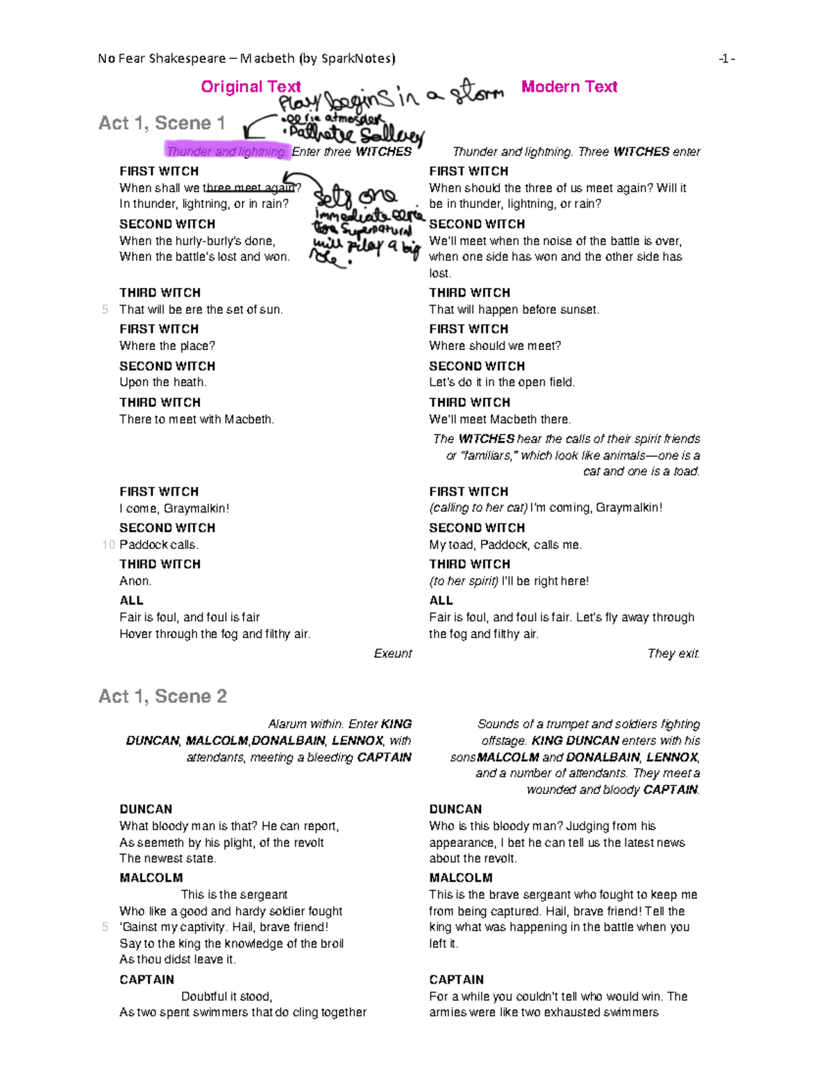Macbeth no fear script - It is good - Original Text Modern Text Act 1 ...
