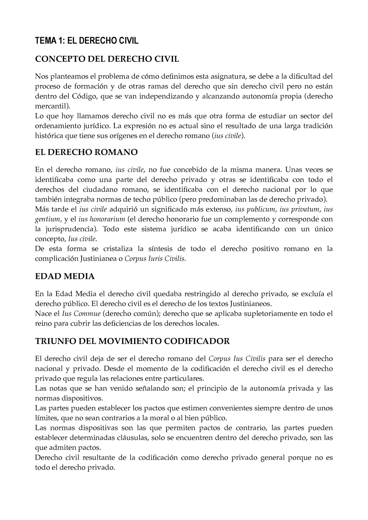 Tema1 Derecho Civil Tema 1 El Derecho Civil Concepto Del Derecho Civil Nos Planteamos El 1477