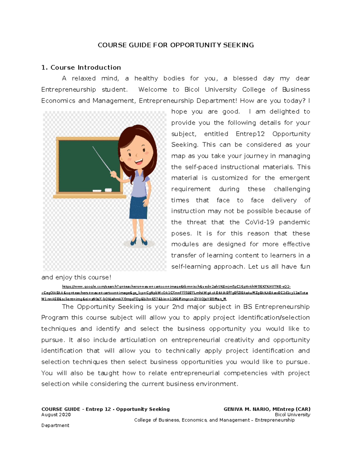 Course- Guide-FOR- Opportunity- Seeking - COURSE GUIDE FOR OPPORTUNITY ...