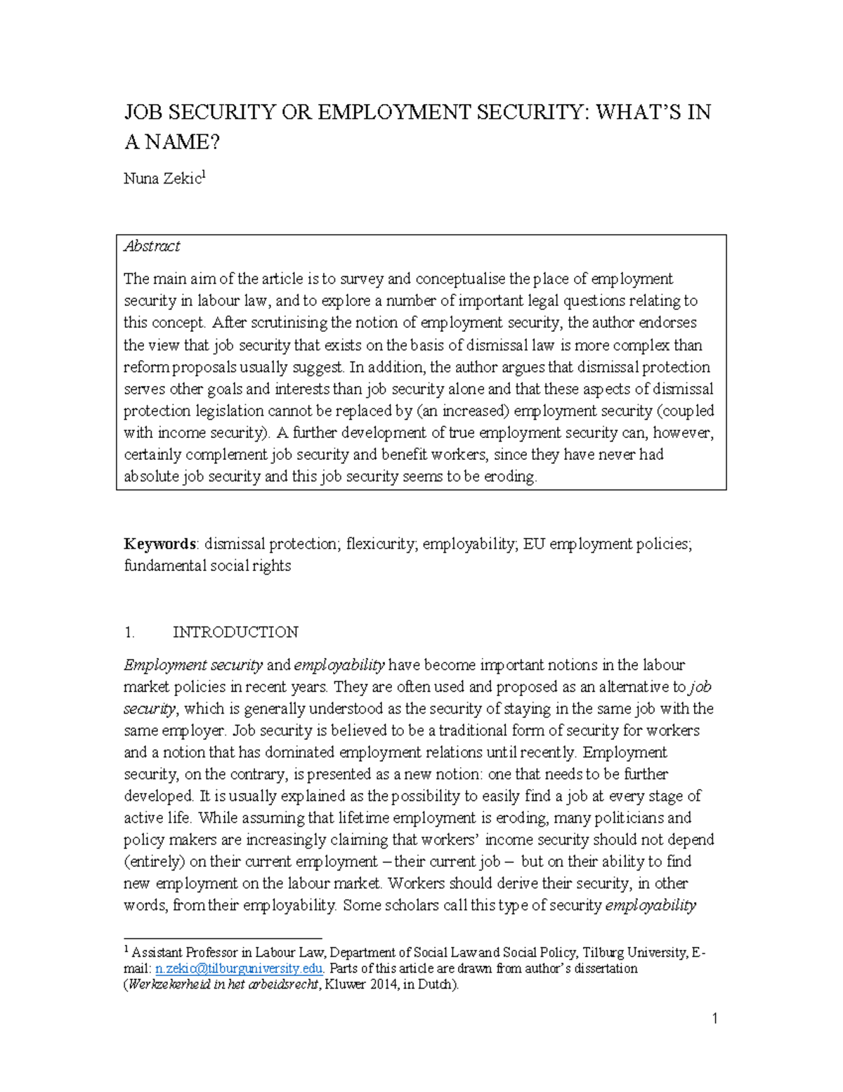 Job Securityor Employment Security Whatsina Name N JOB SECURITY OR