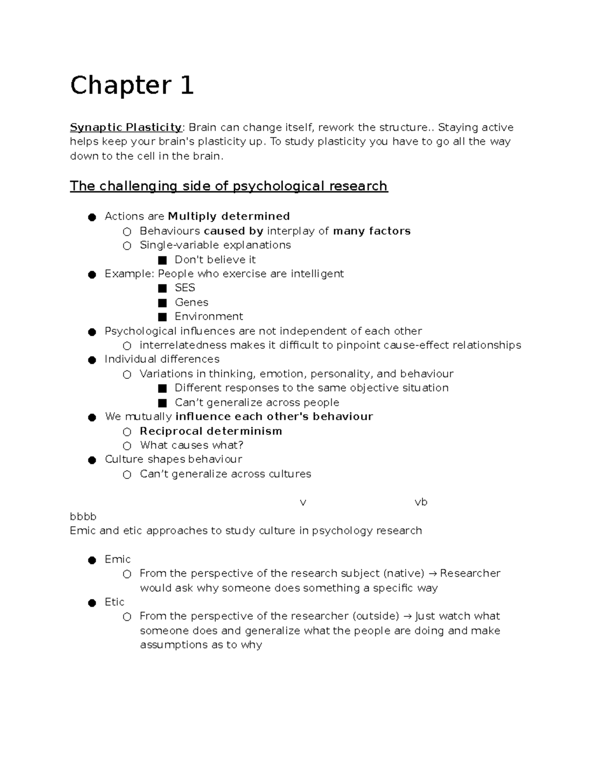 Lecture Notes, Full Lecture Notes for Intro Psych 104, Psychology 1 ...