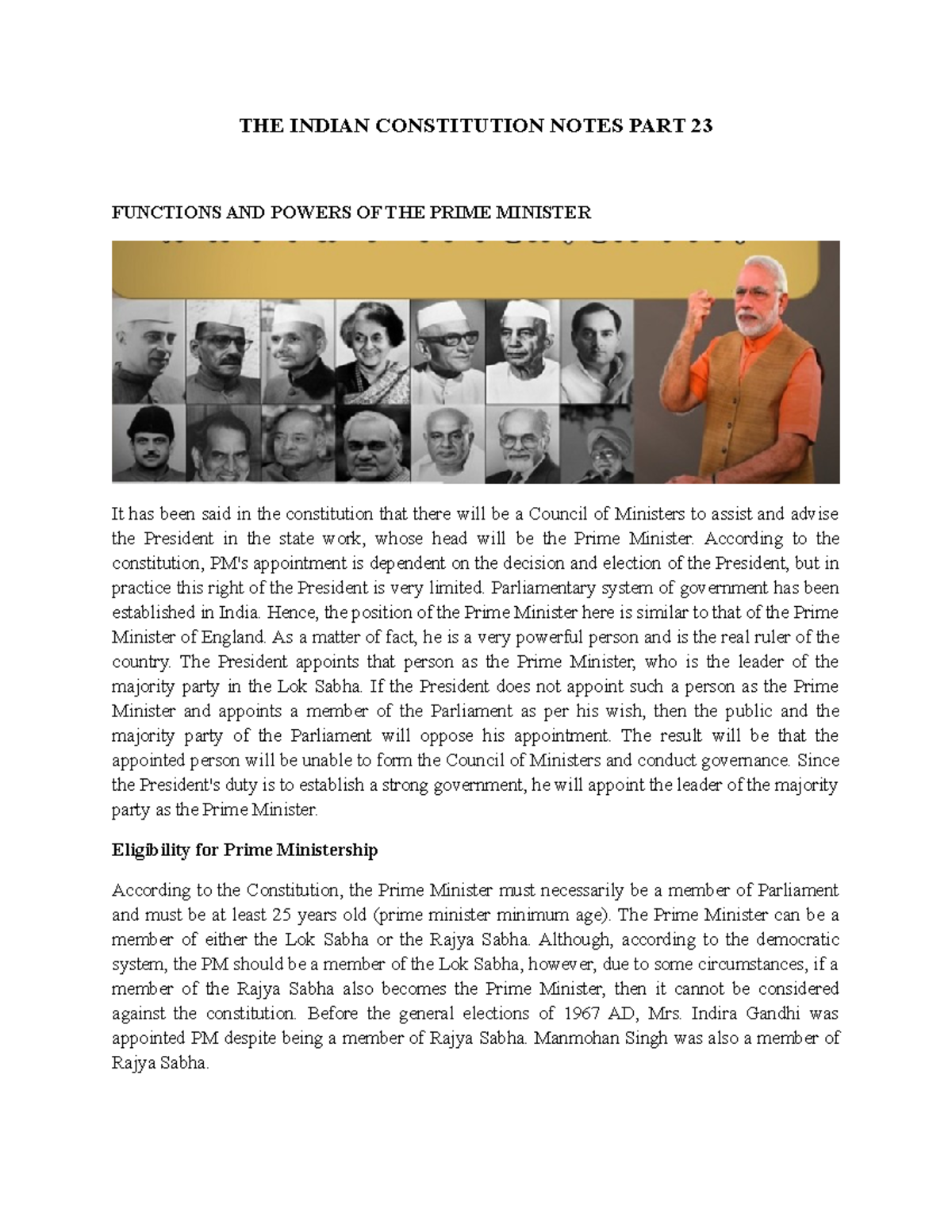 THE Indian Constitution Notes PART 23 - THE INDIAN CONSTITUTION NOTES ...