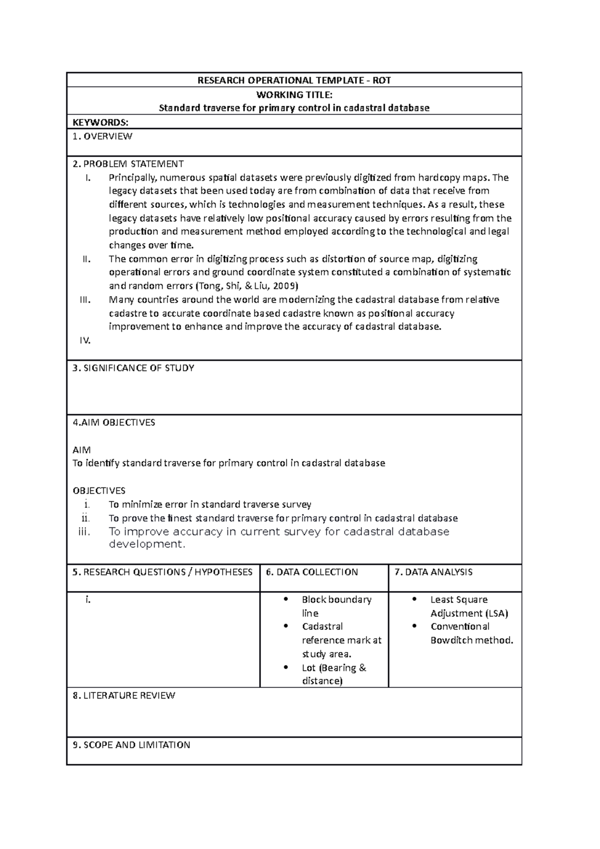 Research Operational Template - RESEARCH OPERATIONAL TEMPLATE - ROT ...