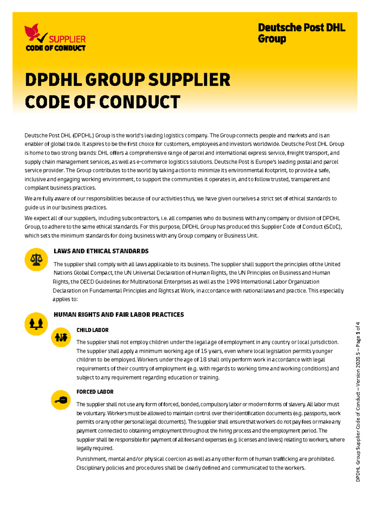 Dpdhl Group Supplier Code of Conduct 2020 - er Code of Conduct ...