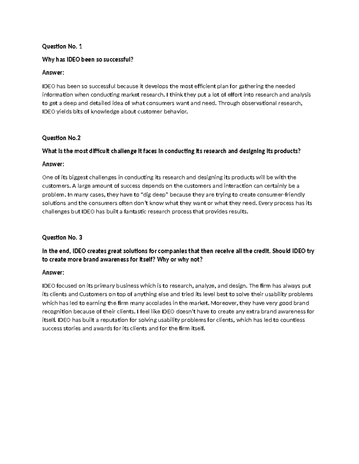 Ch#4 Case study - Question No. 1 Why has IDEO been so successful ...