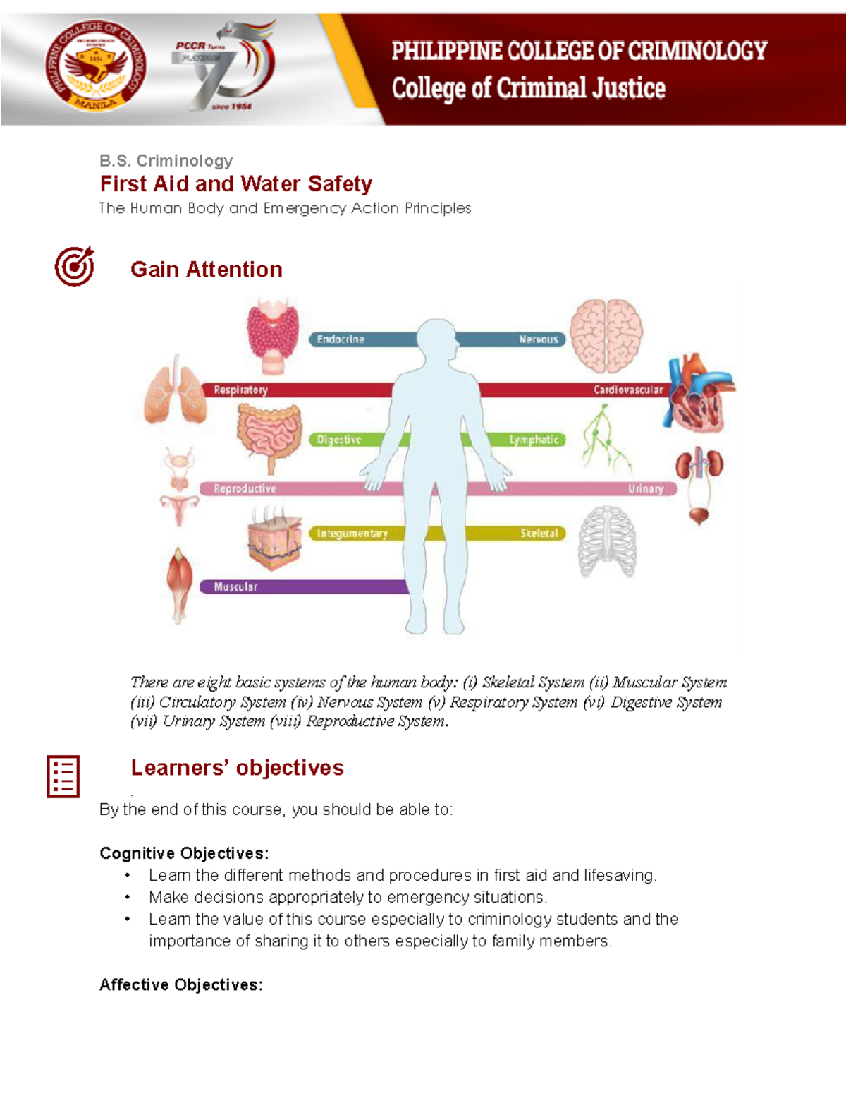 PE-3-Lesson-3-4.docx - B. Criminology First Aid and Water Safety The ...