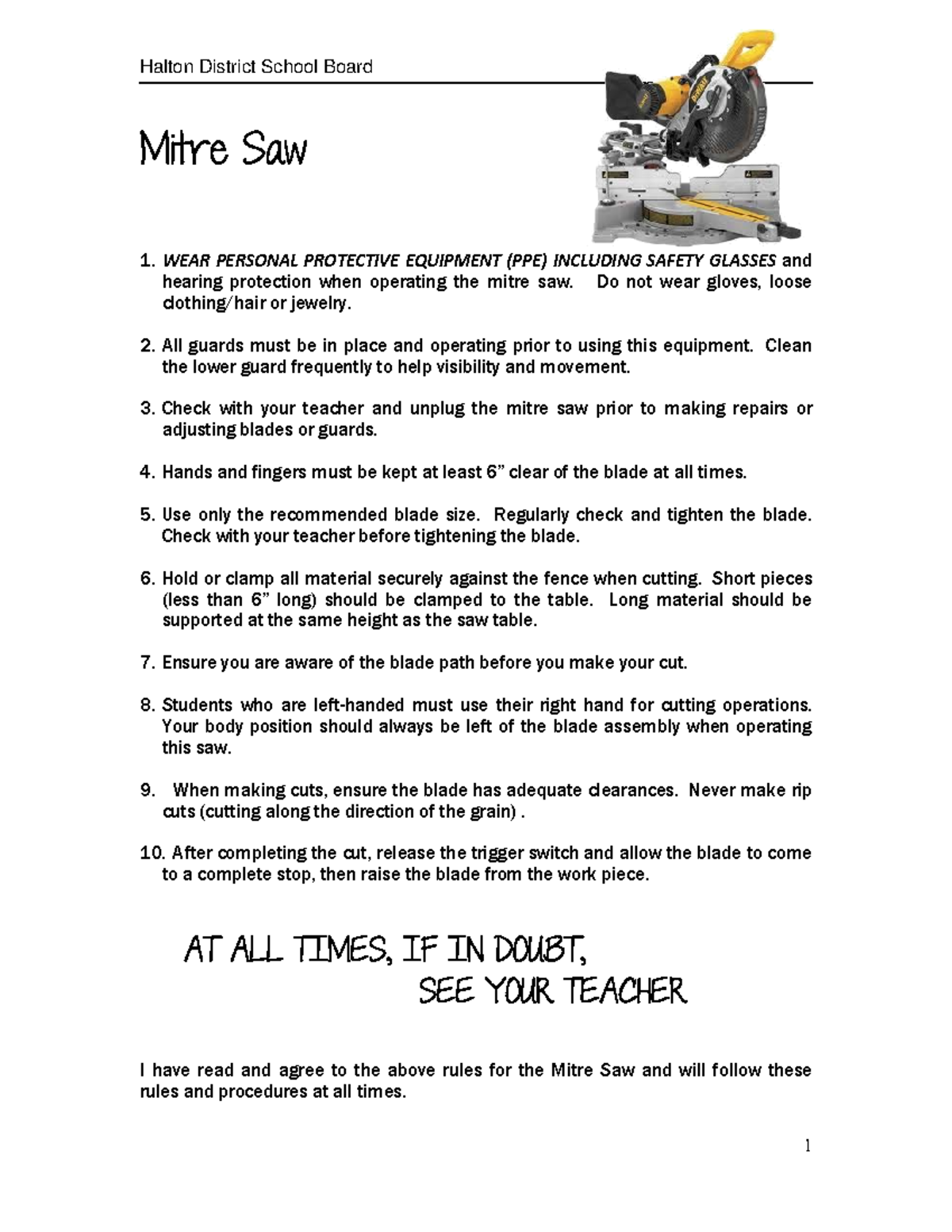 Mitre Saw safety rules Studocu