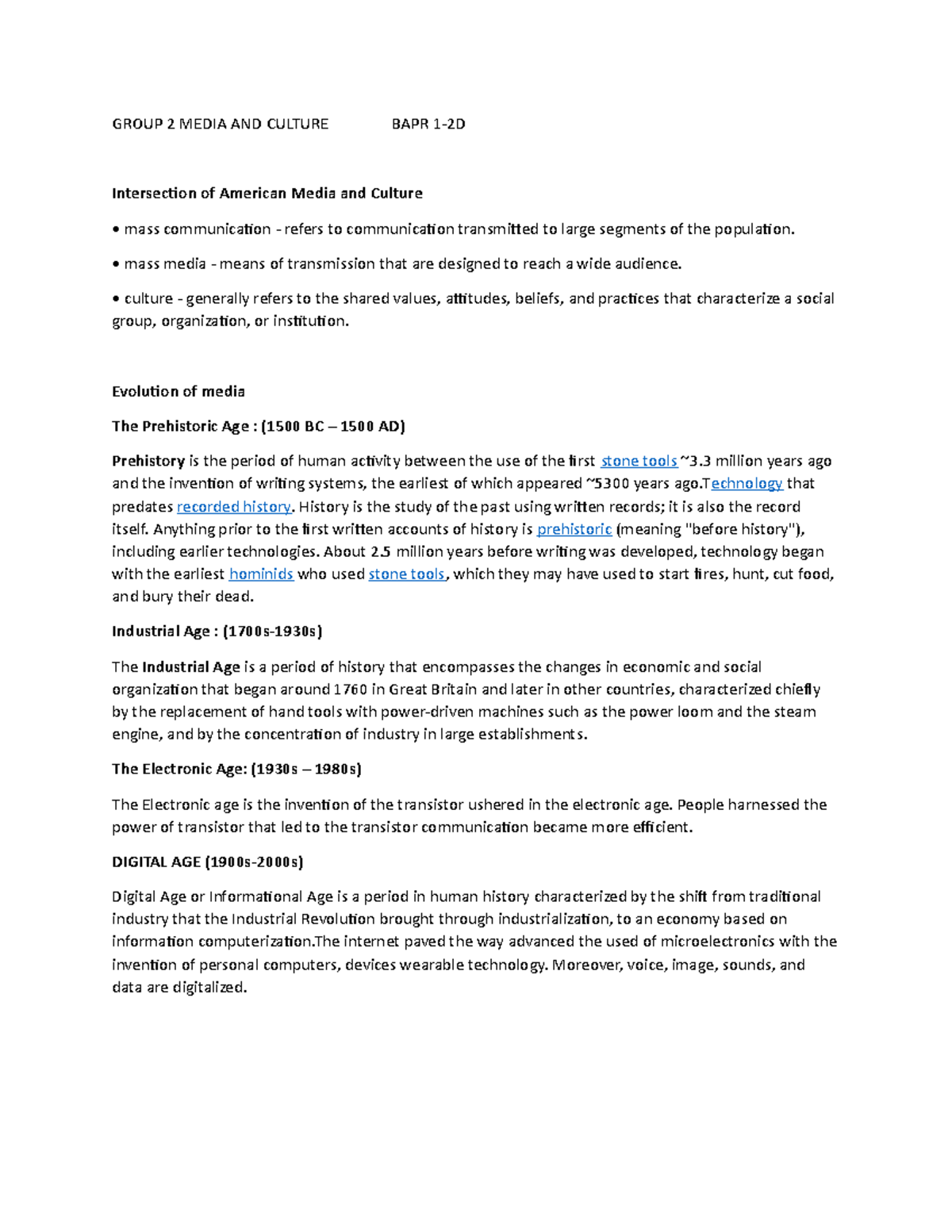 Evolution of Media - GROUP 2 MEDIA AND CULTURE BAPR 1-2D Intersection ...