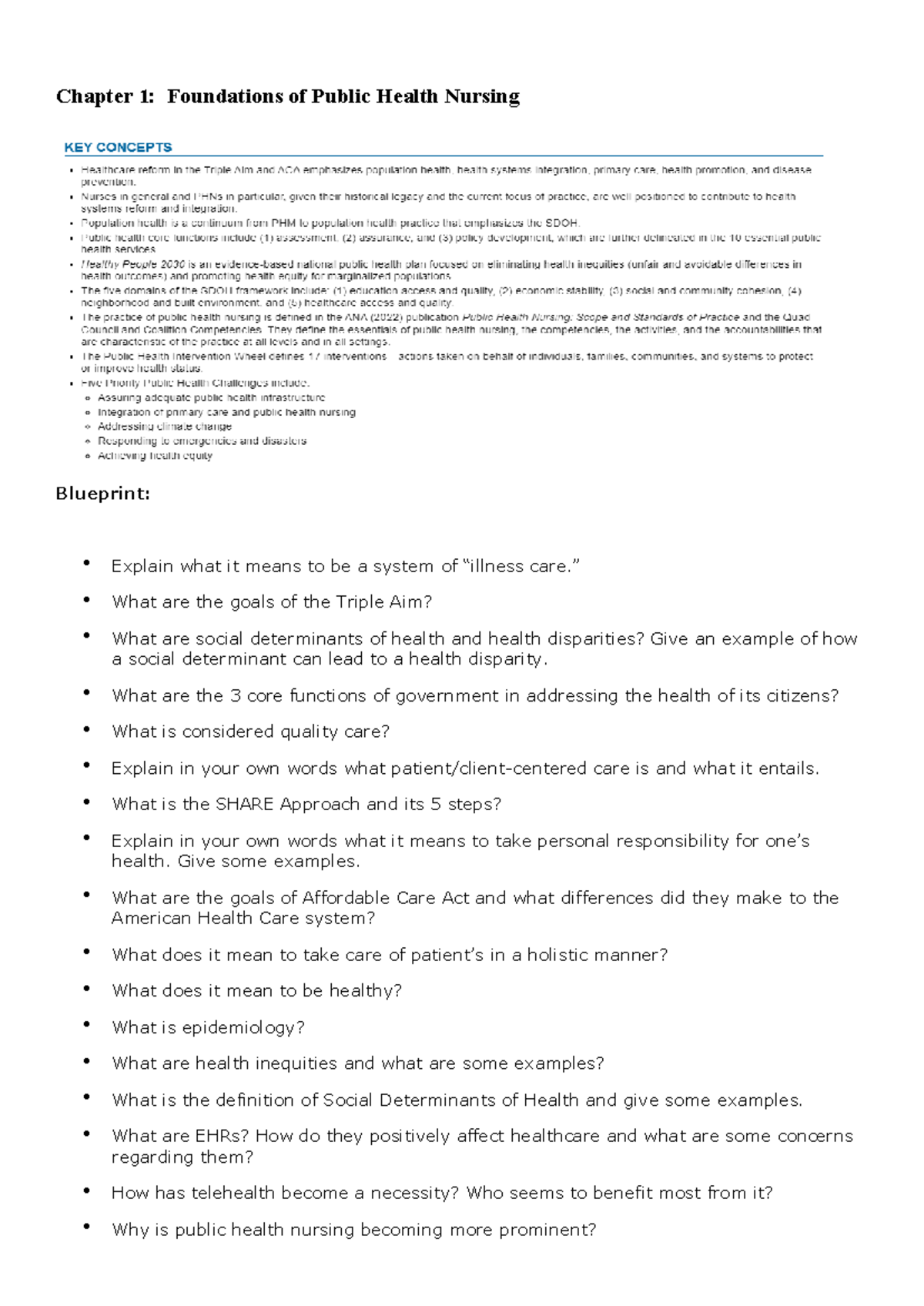 Chapter 1 blueprint - Chapter 1: Foundations of Public Health Nursing ...