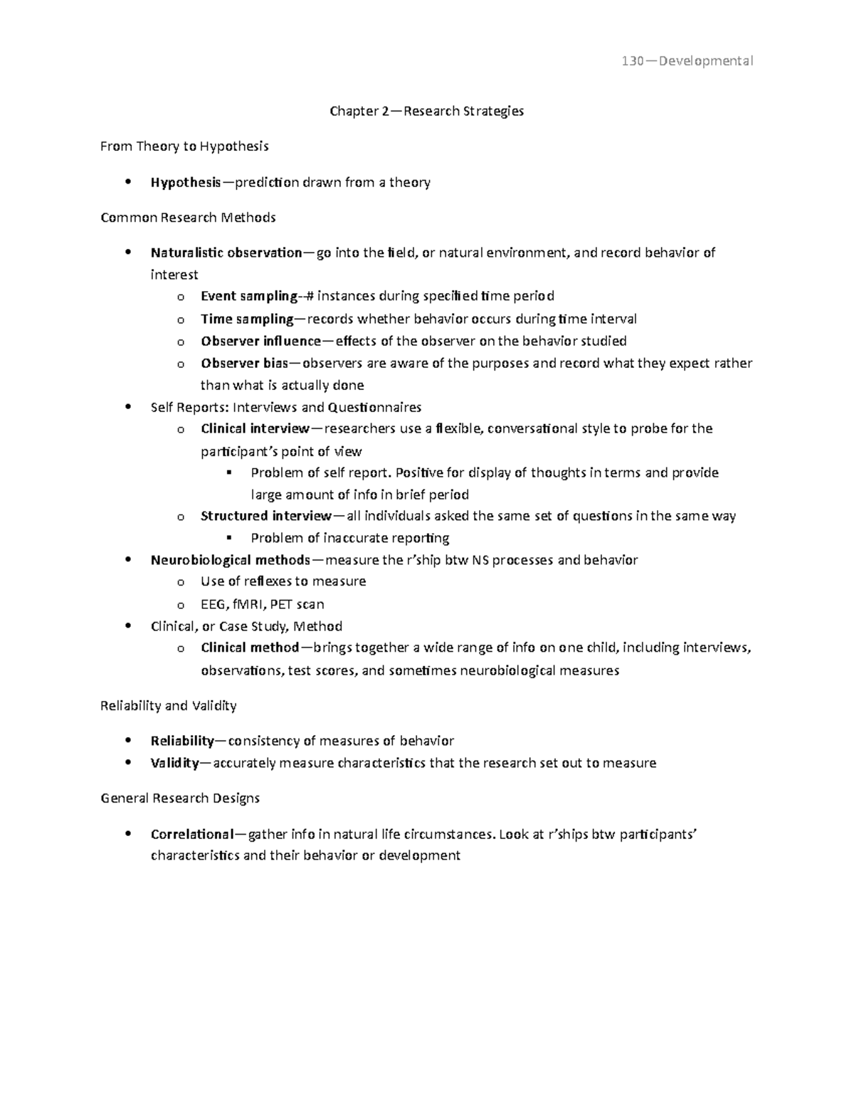 Chapter 2 - Summary Developmental Psychology - 130—Developmental ...