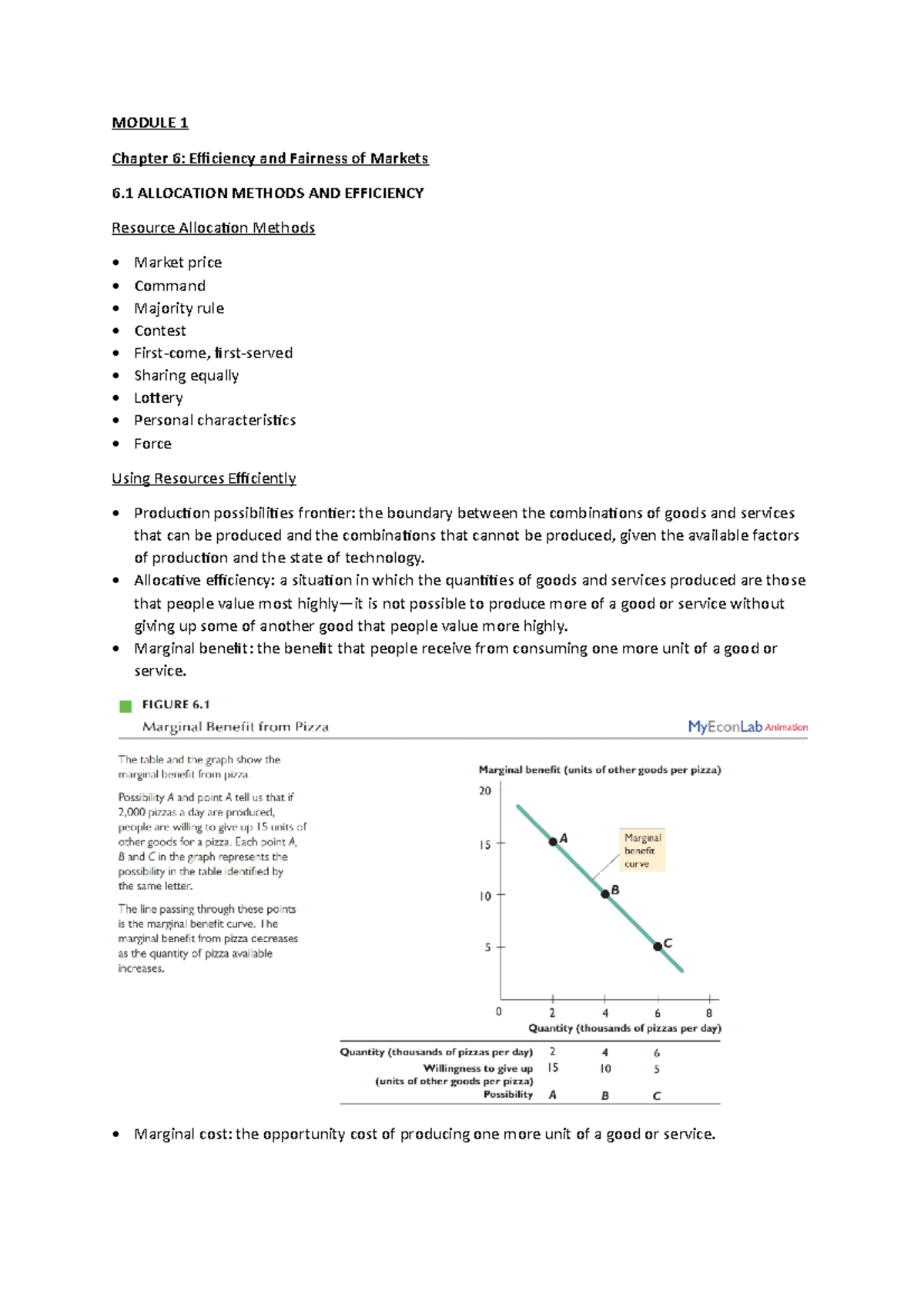 Module 1 Notes - MODULE 1 Chapter 6: Efficiency and Fairness of Markets ...