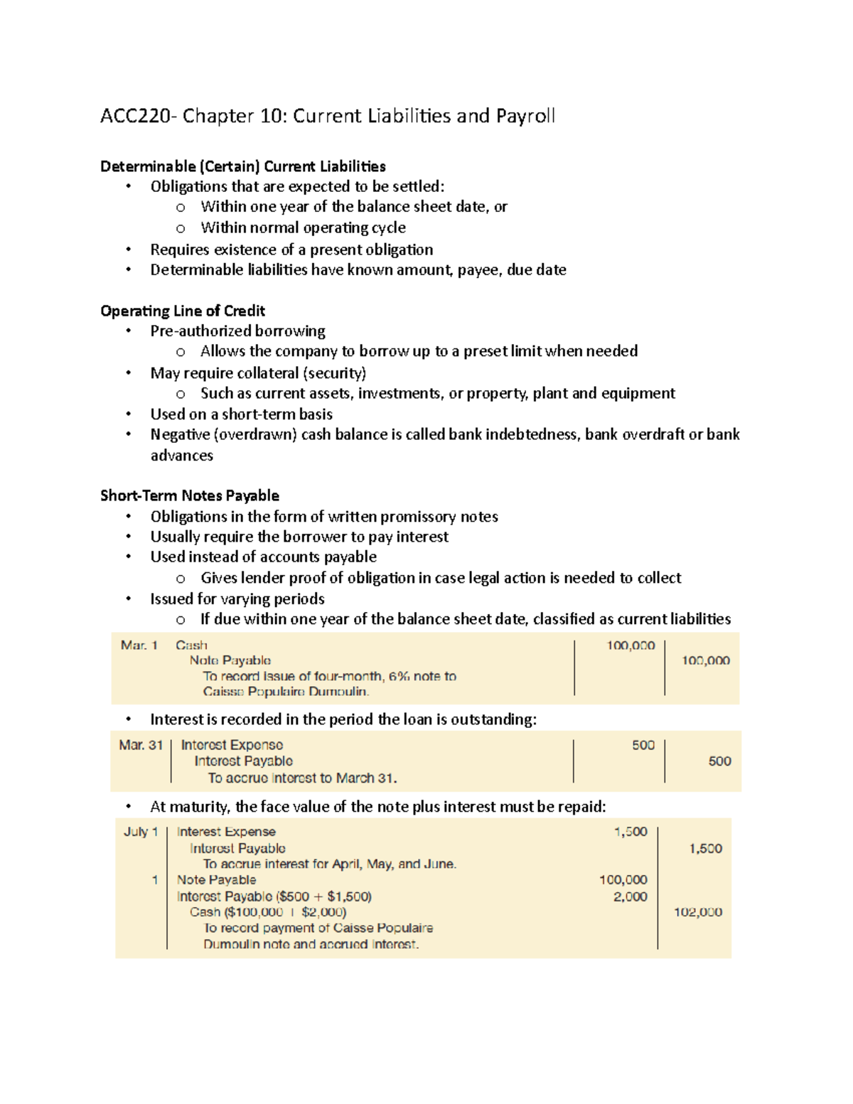 Chapter 10 Notes From seneca college ACC220 Chapter 10 Current