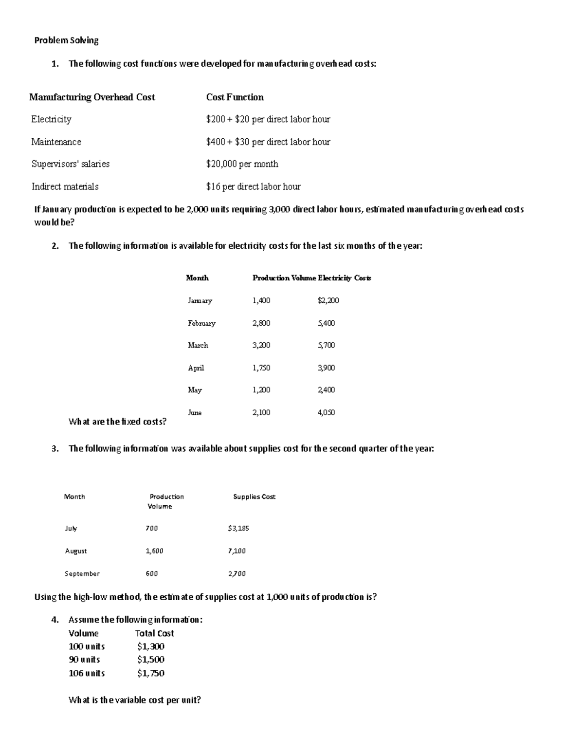 algebra problem solving cost