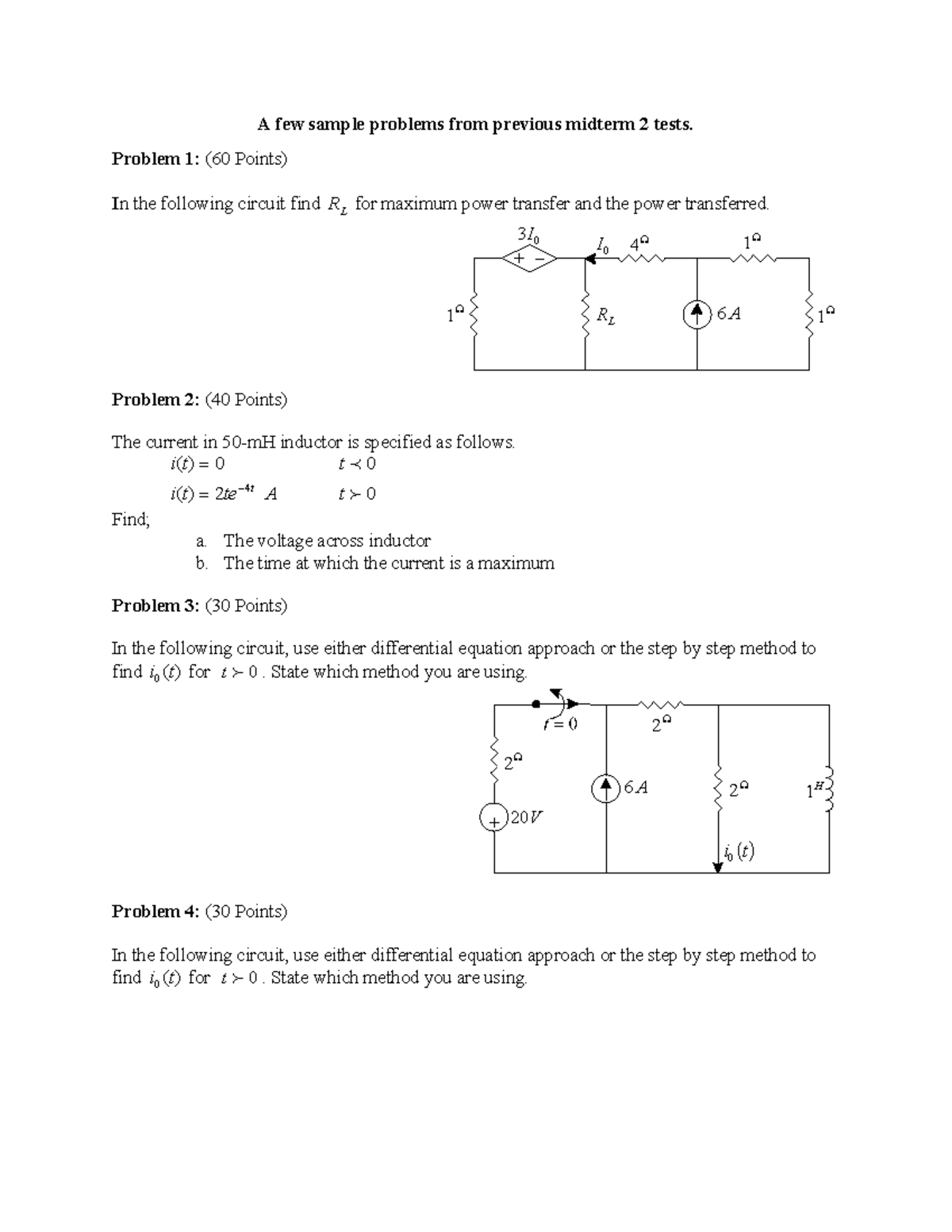 ECE211 Sample problems for MT2 - A few sample problems from previous ...