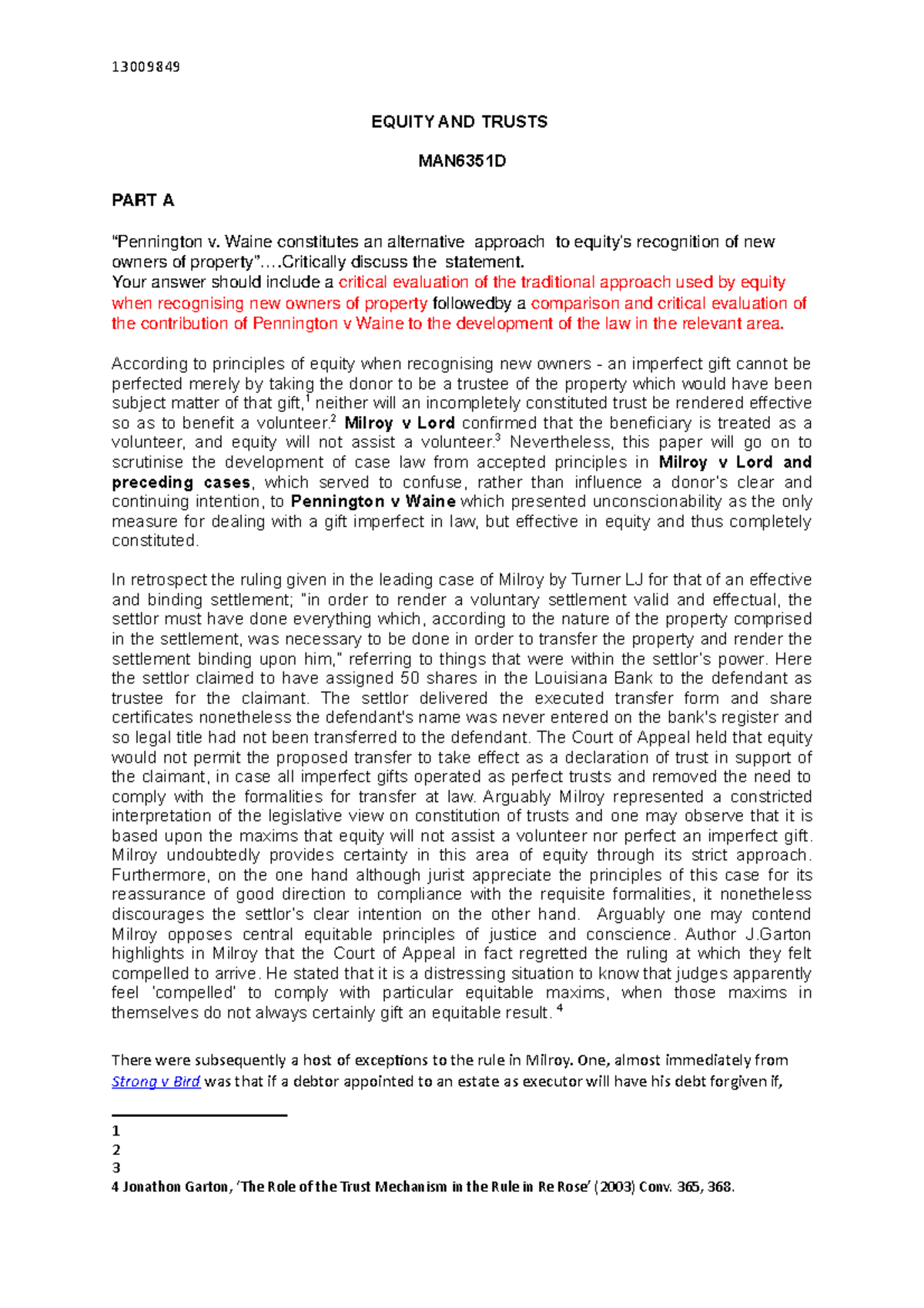 Billy 11 22 EQUITY AND TRUSTS MAN6351D PART A “Pennington v. Waine