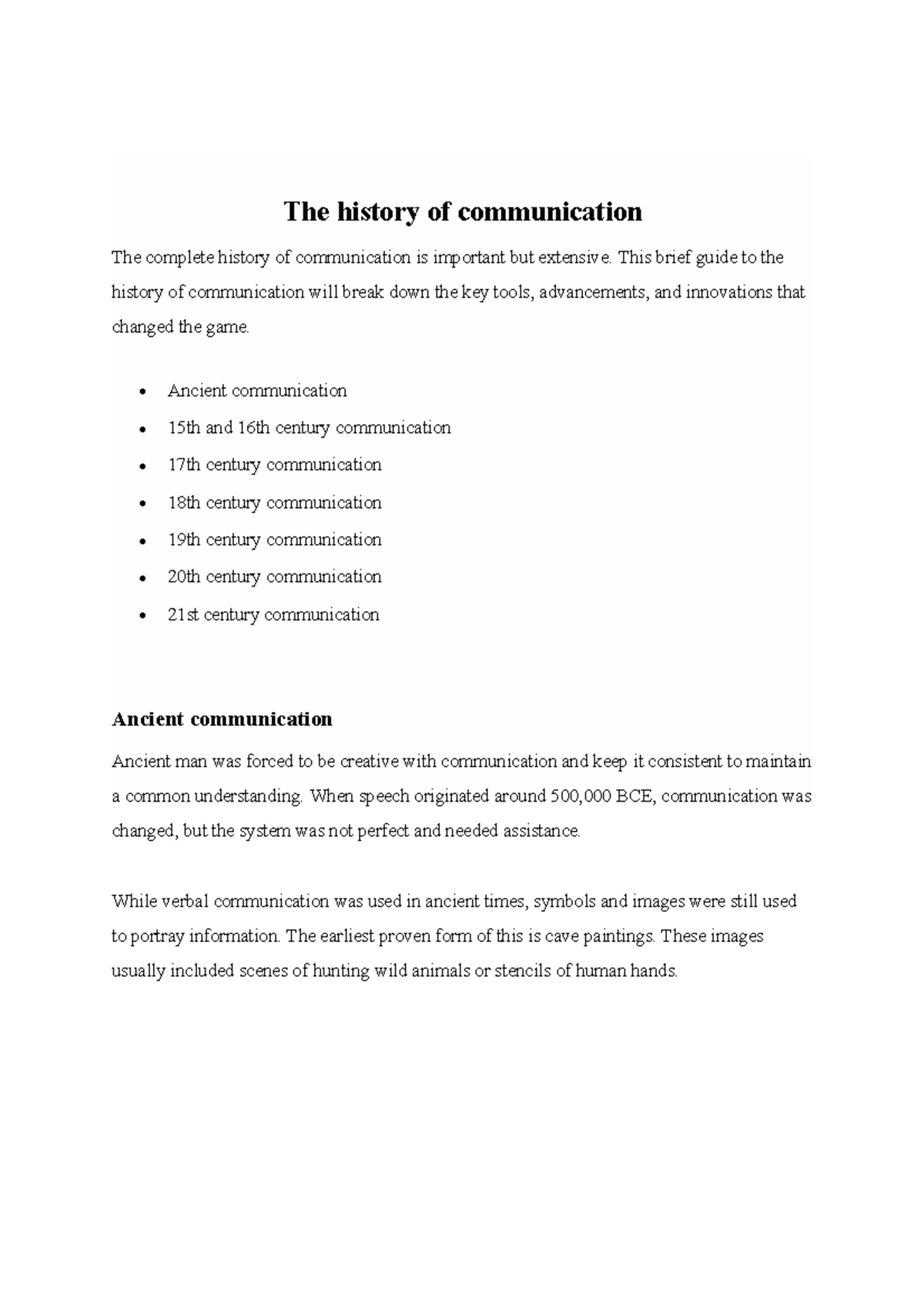 History Timeline Of Communication The History Of Communication The 