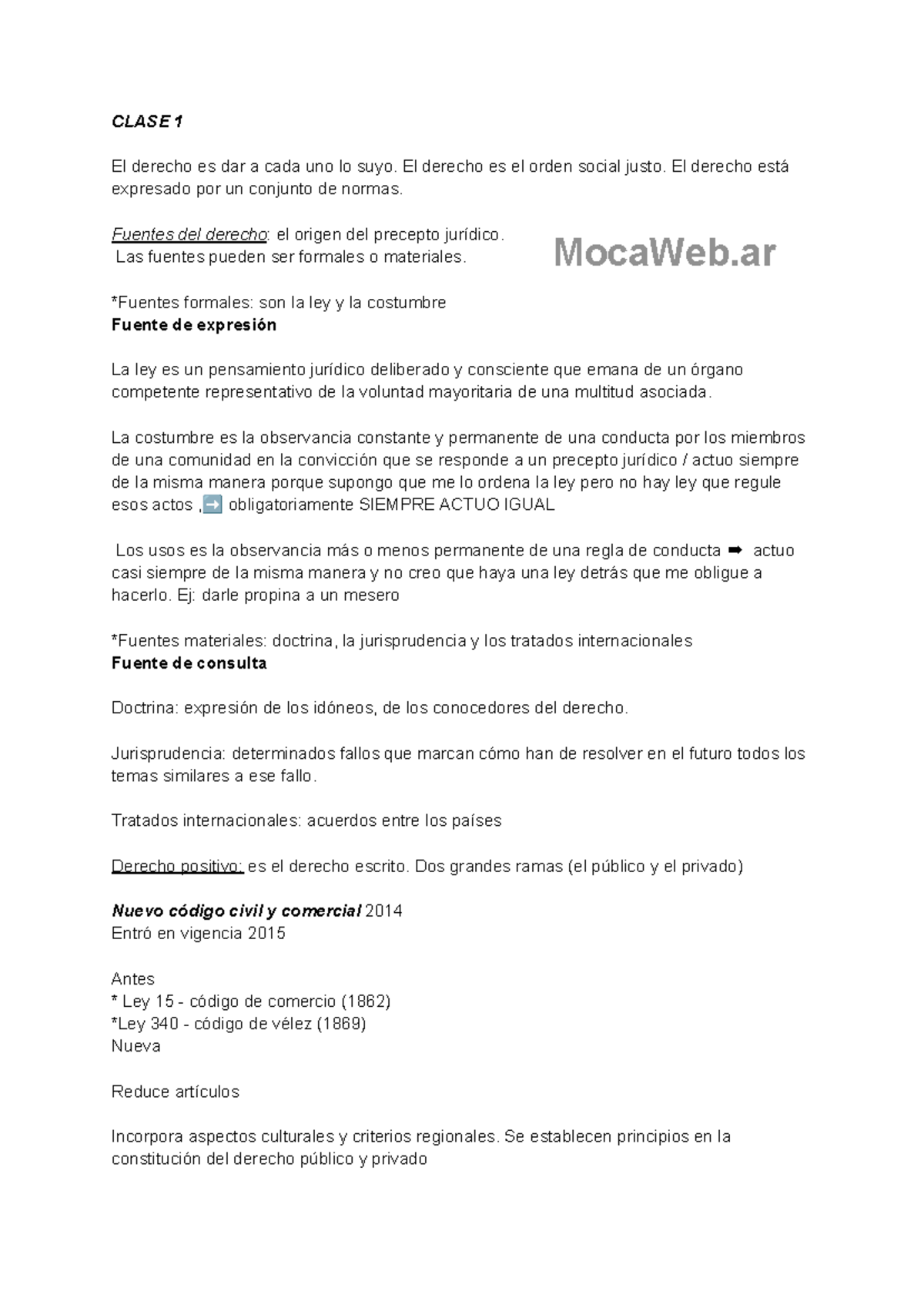 Apuntes de derecho - ..... - CLASE 1 El derecho es dar a cada uno lo ...