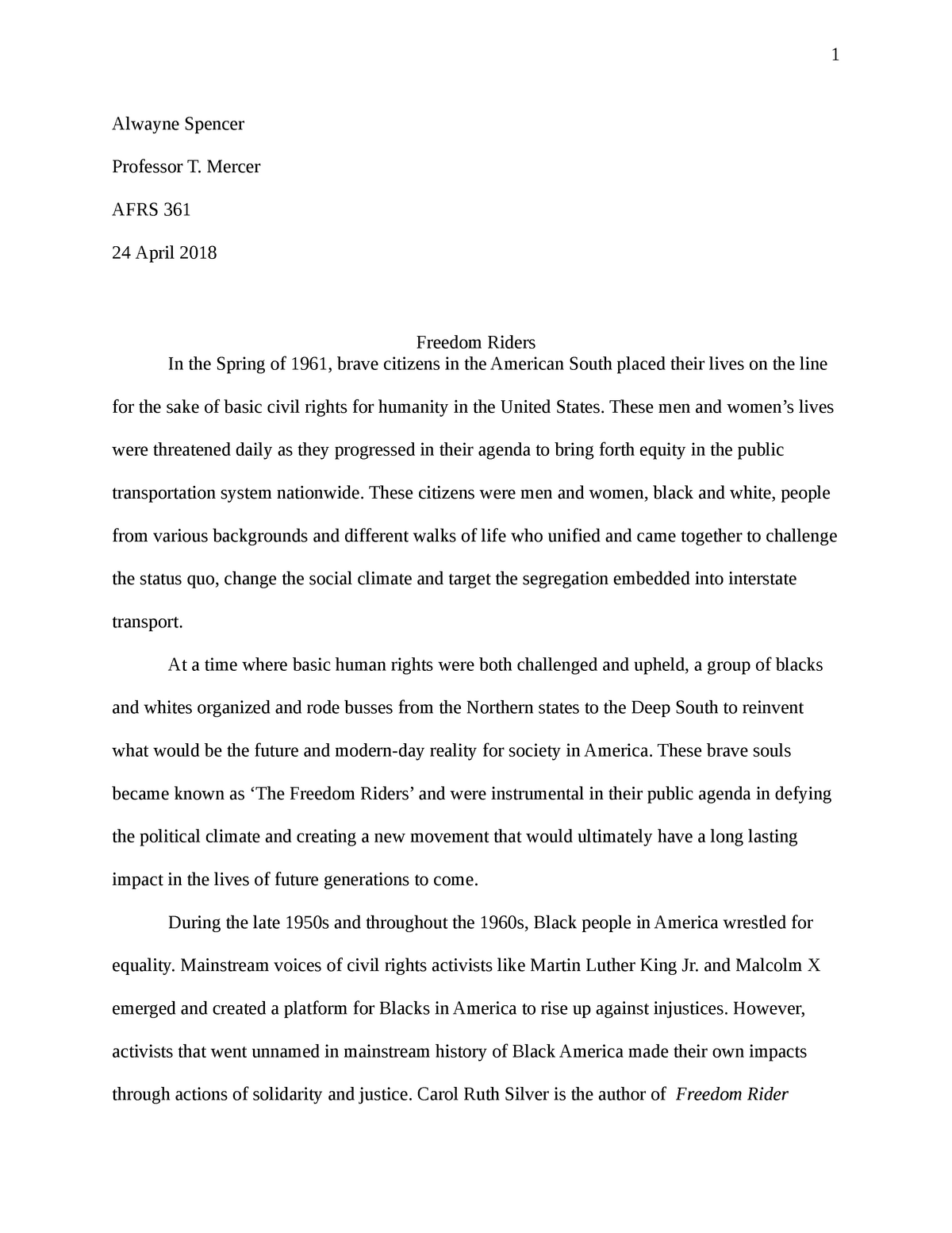 research paper about freedom riders