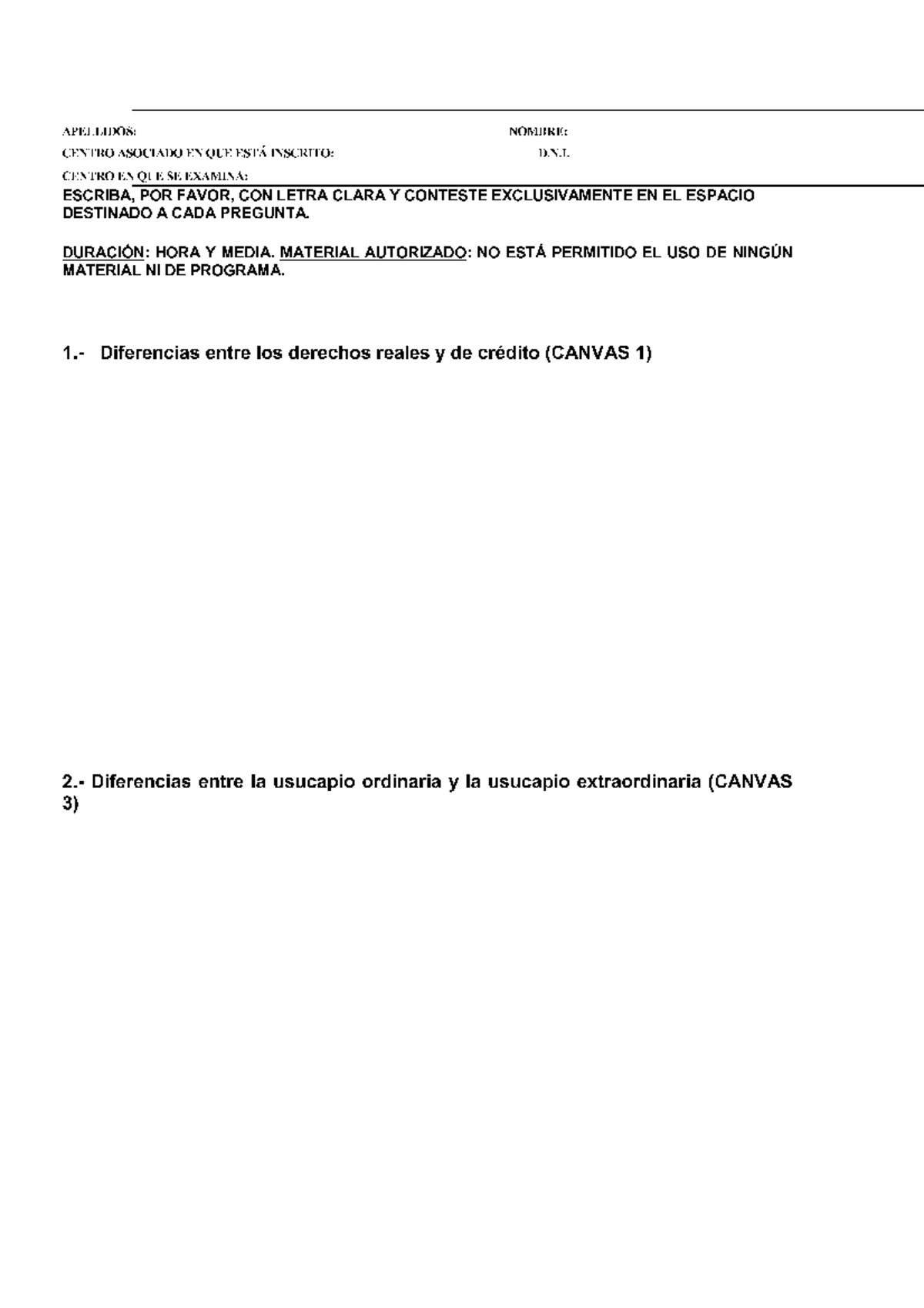 Examen Civil 3 2020 Primera - Derecho Civil III: Derechos Reales - Studocu