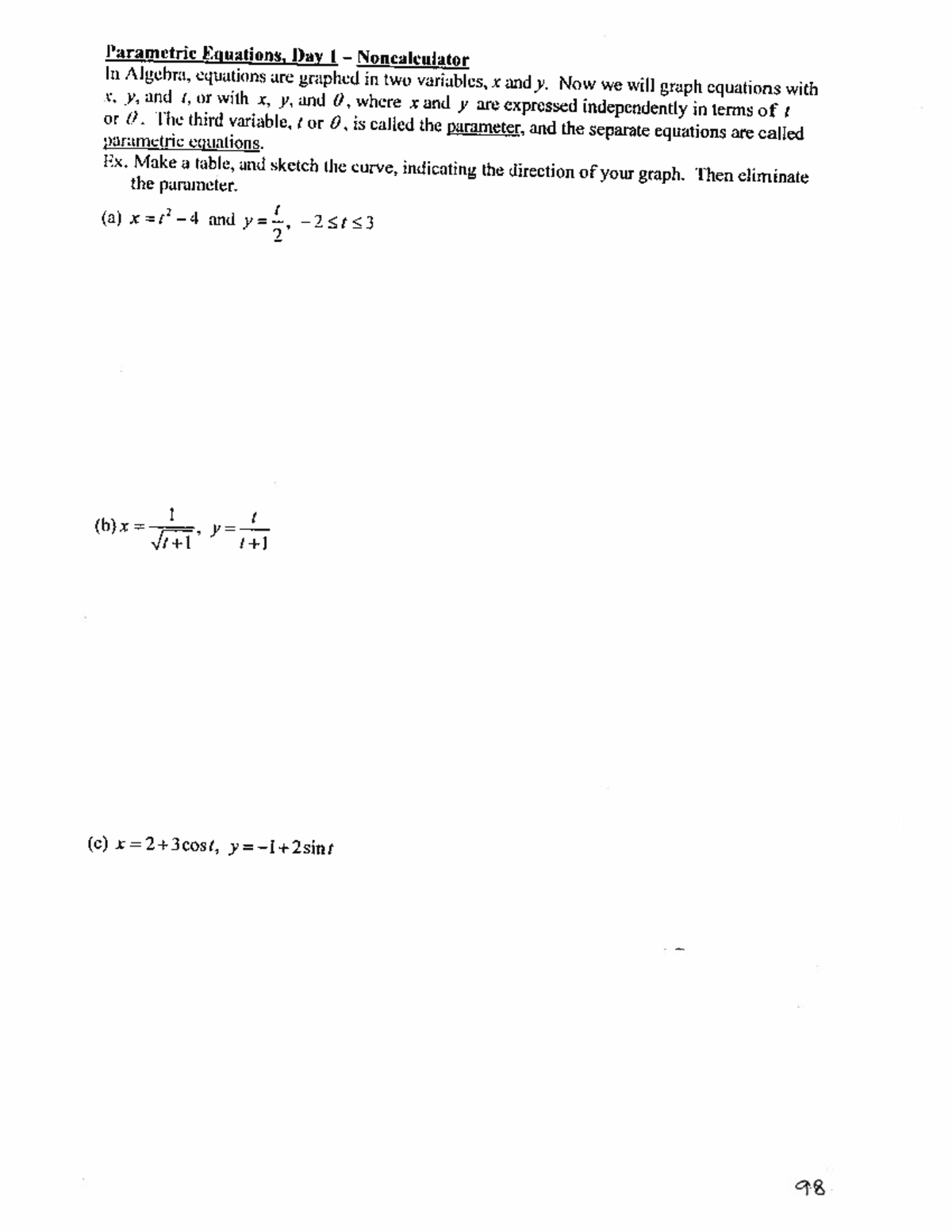 Parametrics Notes 1 - Studocu