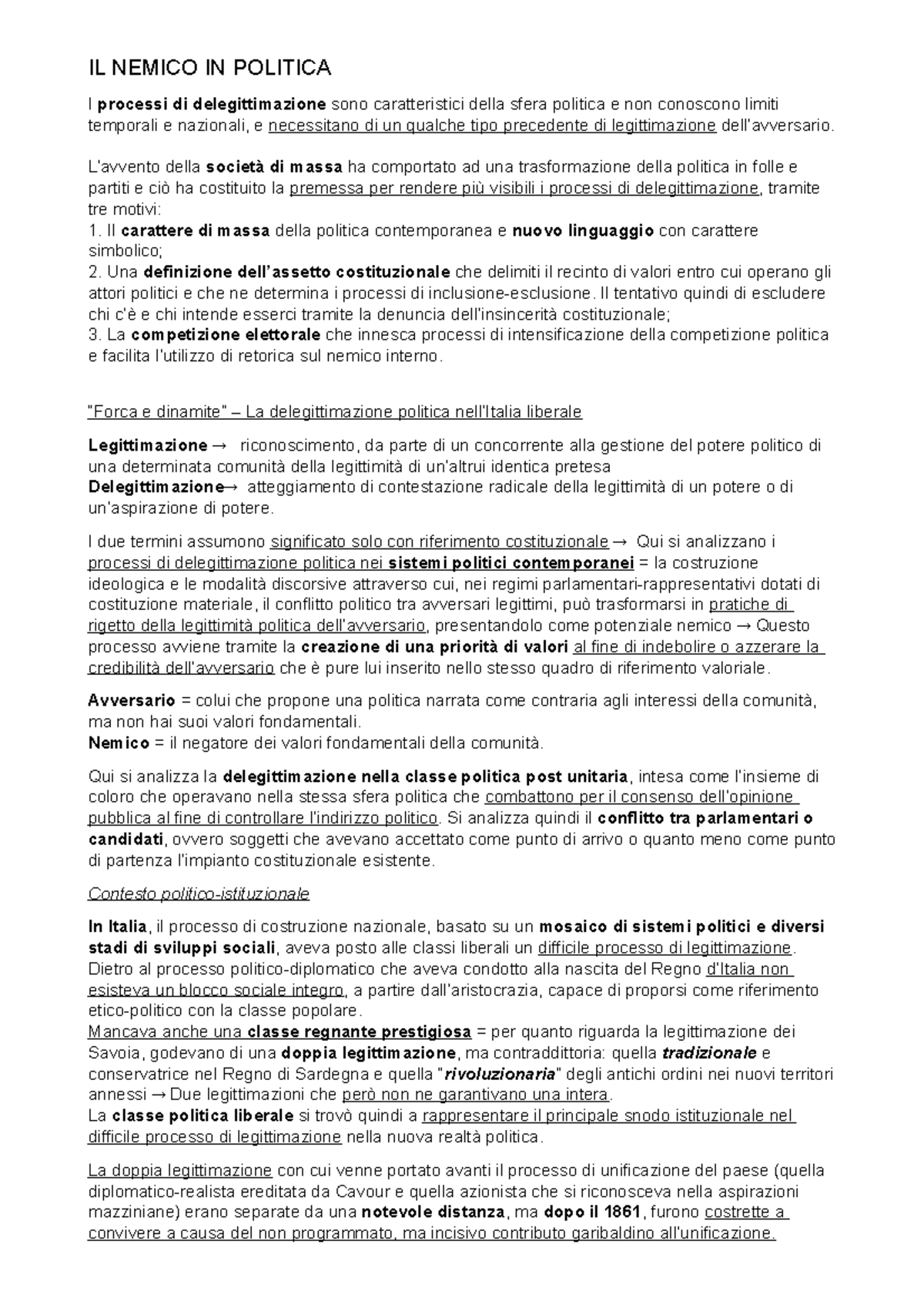Il nemico in politica. La delegittimazione dell'avversario nell ...