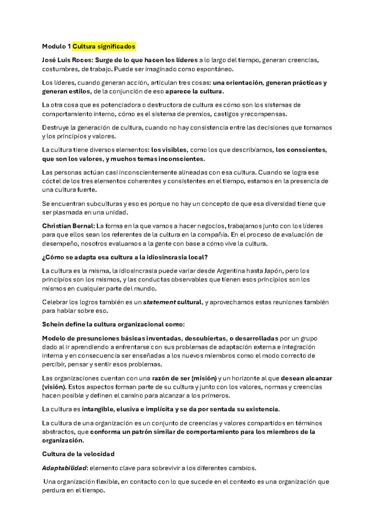 Modulo 1 y 2 Cultura Org - M1YM2 - Modulo 1 Cultura significados José ...