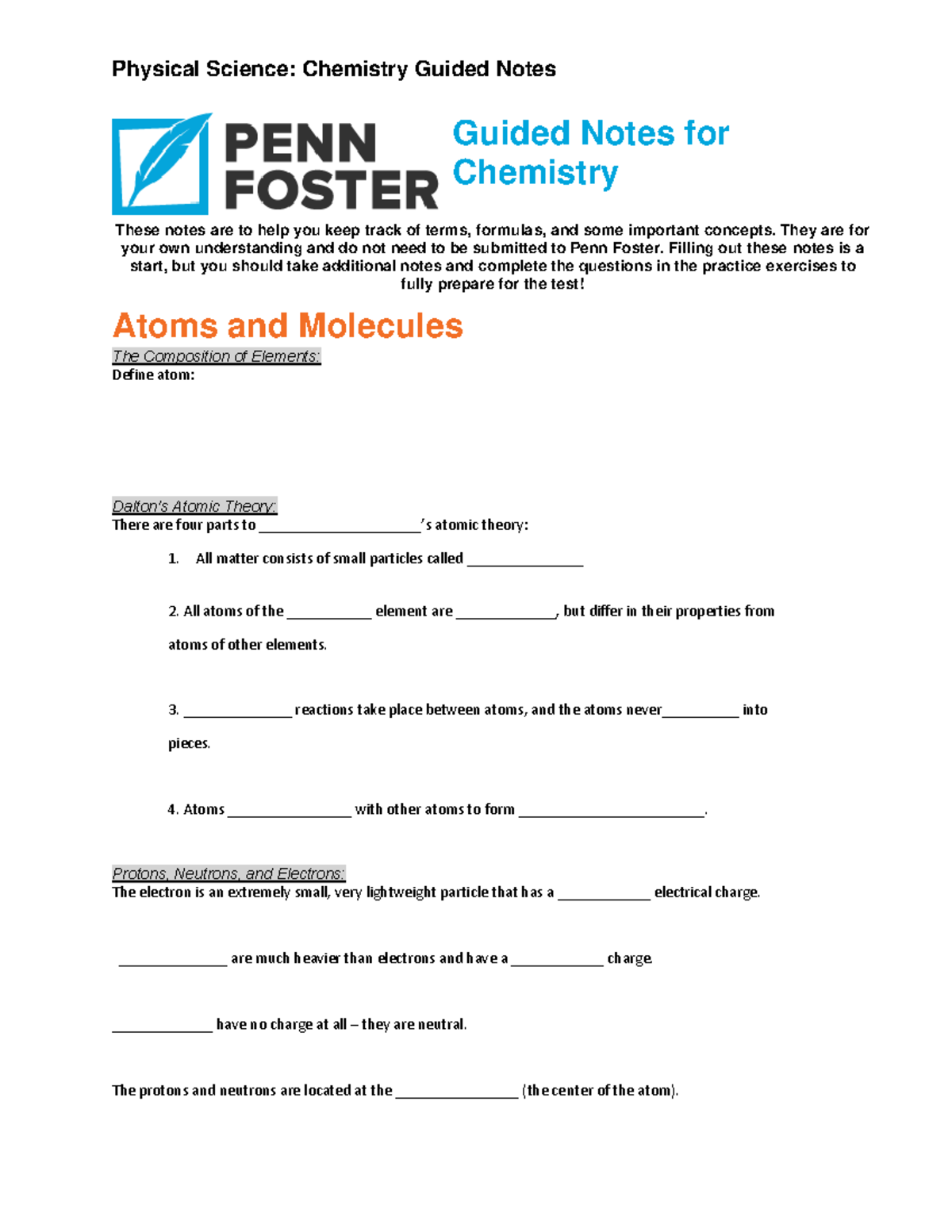Course guide physical science NGSS guided notes 04 - Physical Science ...
