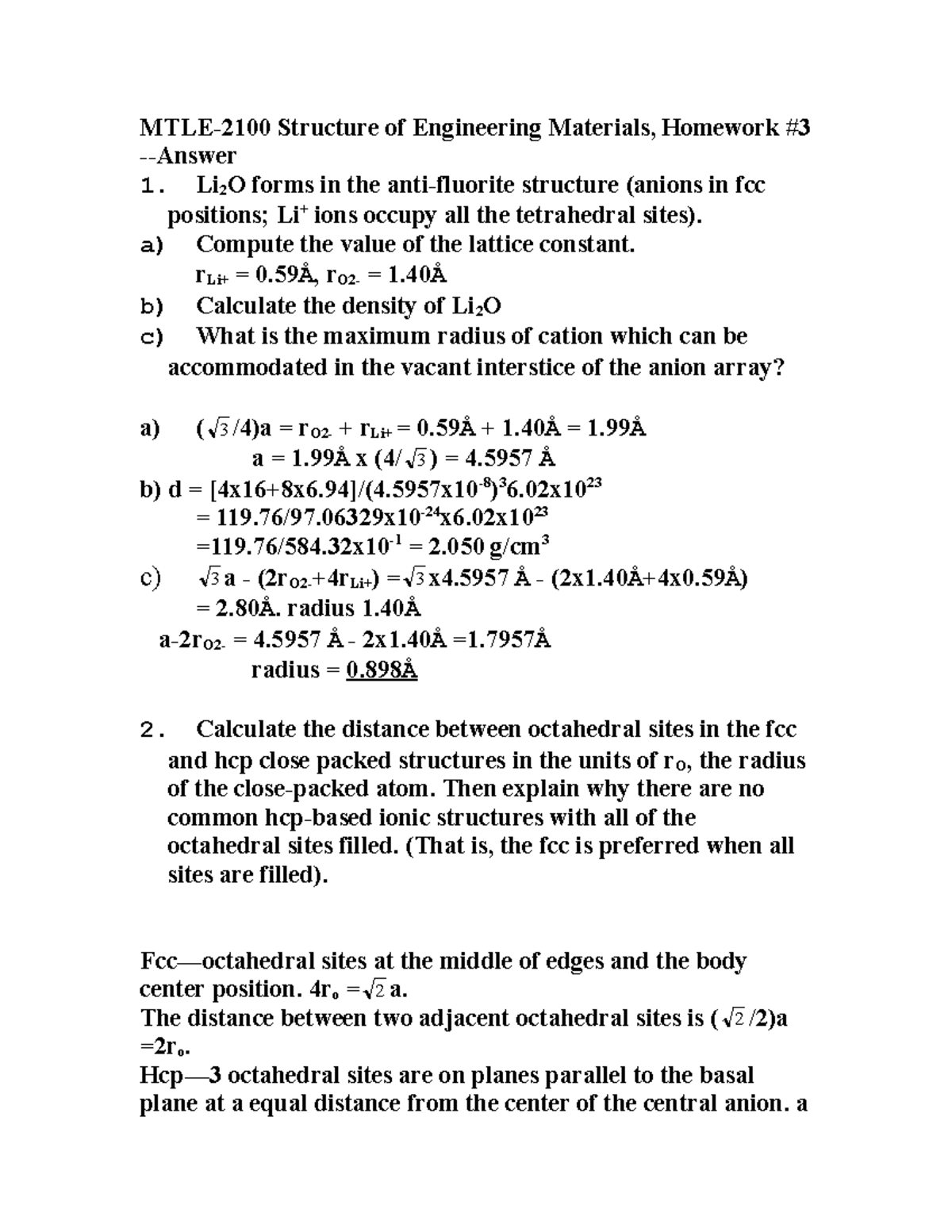 Structure - homework - MTLE-2100 Structure of Engineering Materials ...