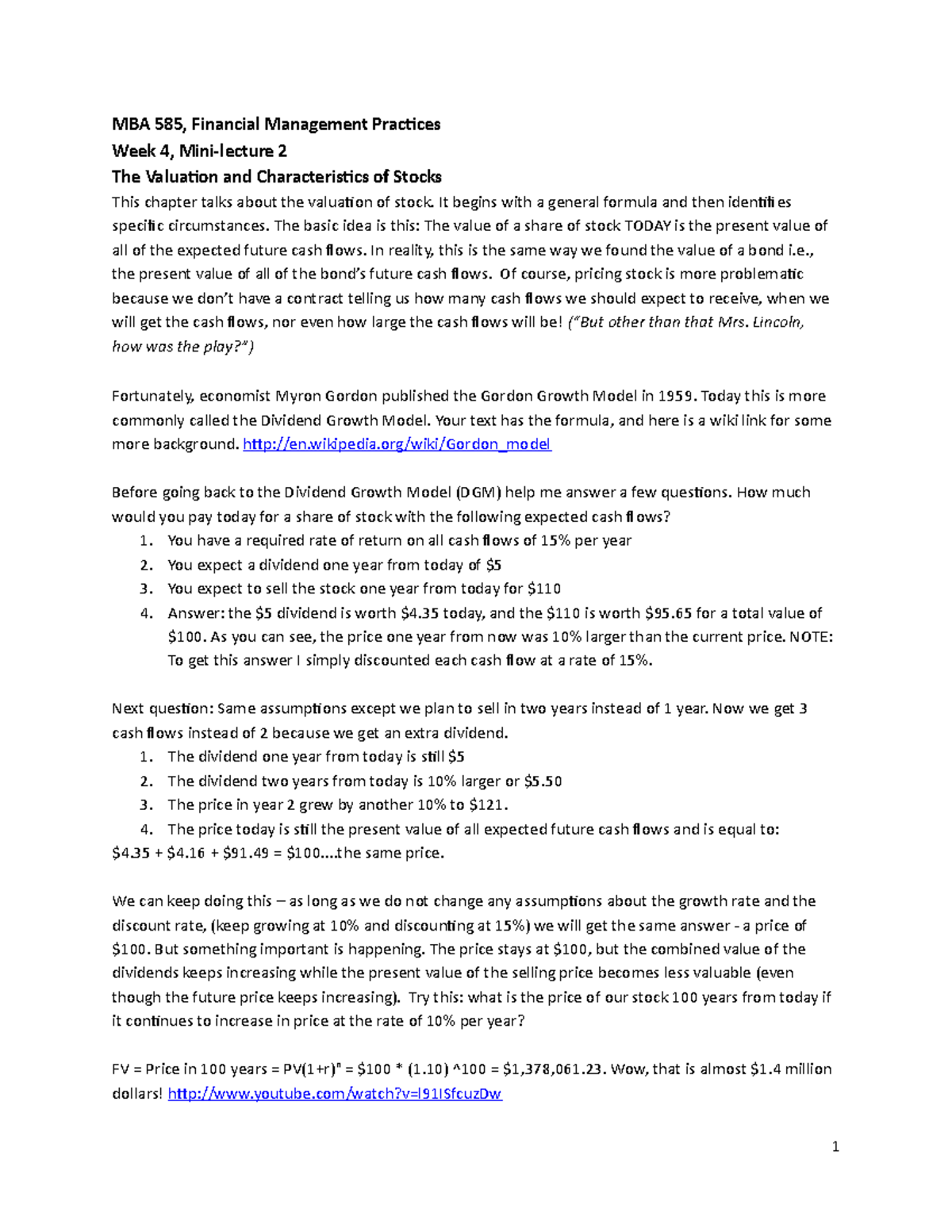 MBA 585 4 - 2 - Notes for MBA 585 made by Curt Bacon (Instructor) - MBA ...