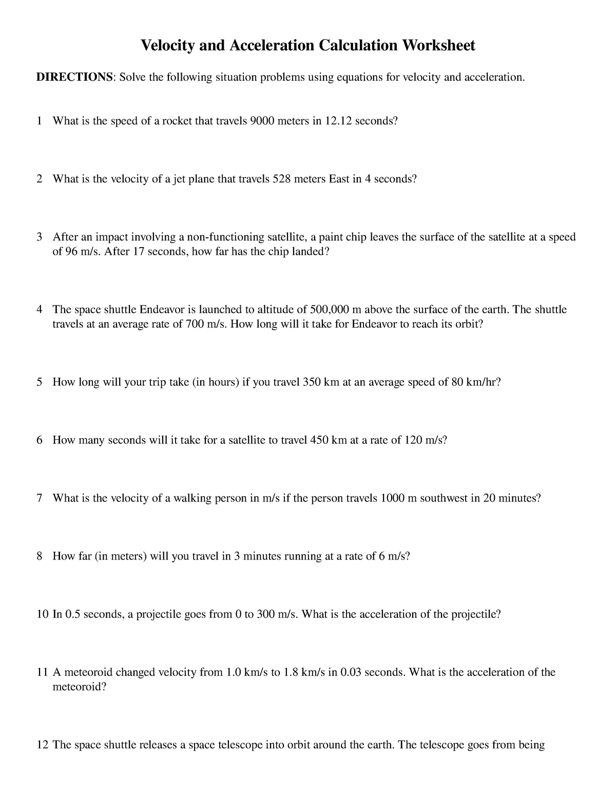 Exam 22 April 22, questions - Velocity and Acceleration Throughout Velocity And Acceleration Calculation Worksheet