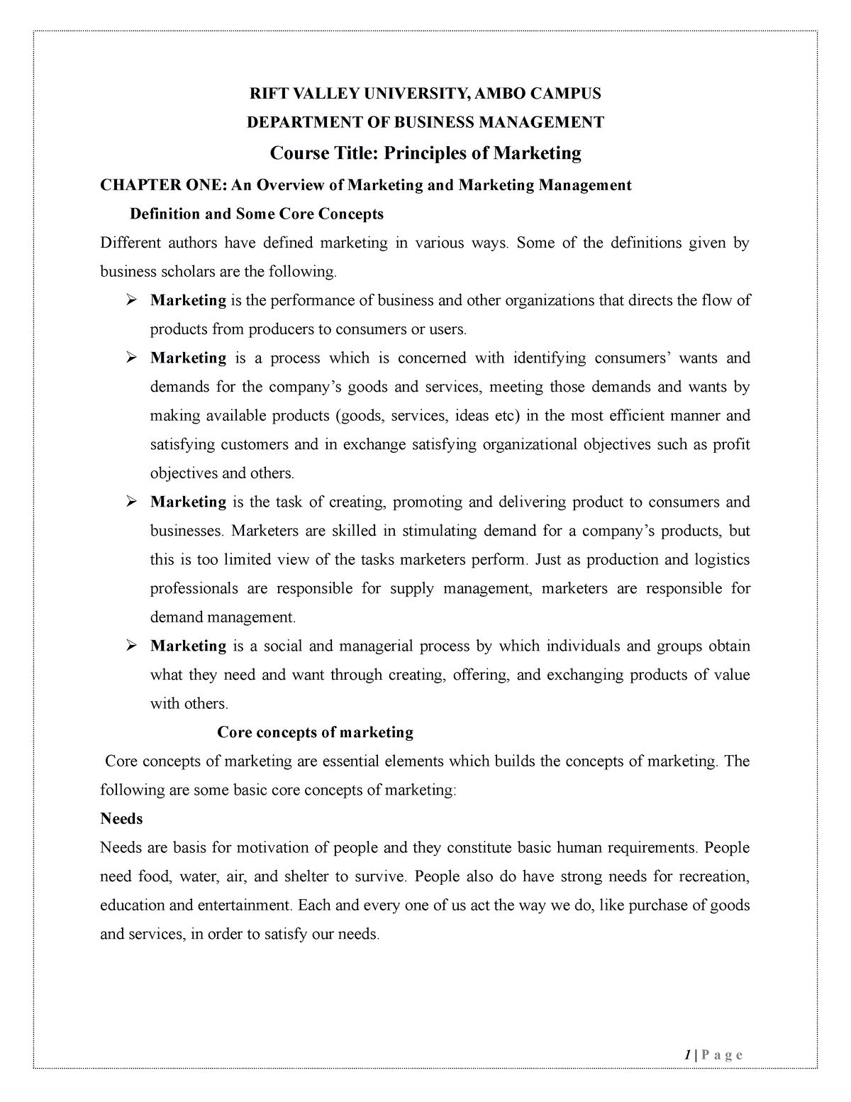 Principles Of Marketing Chapter 1 - International Business Management ...