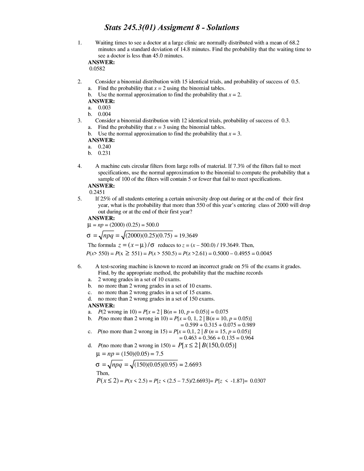 stat-245-3-assignment-8-solutions-waiting-times-to-see-a-doctor-at-a