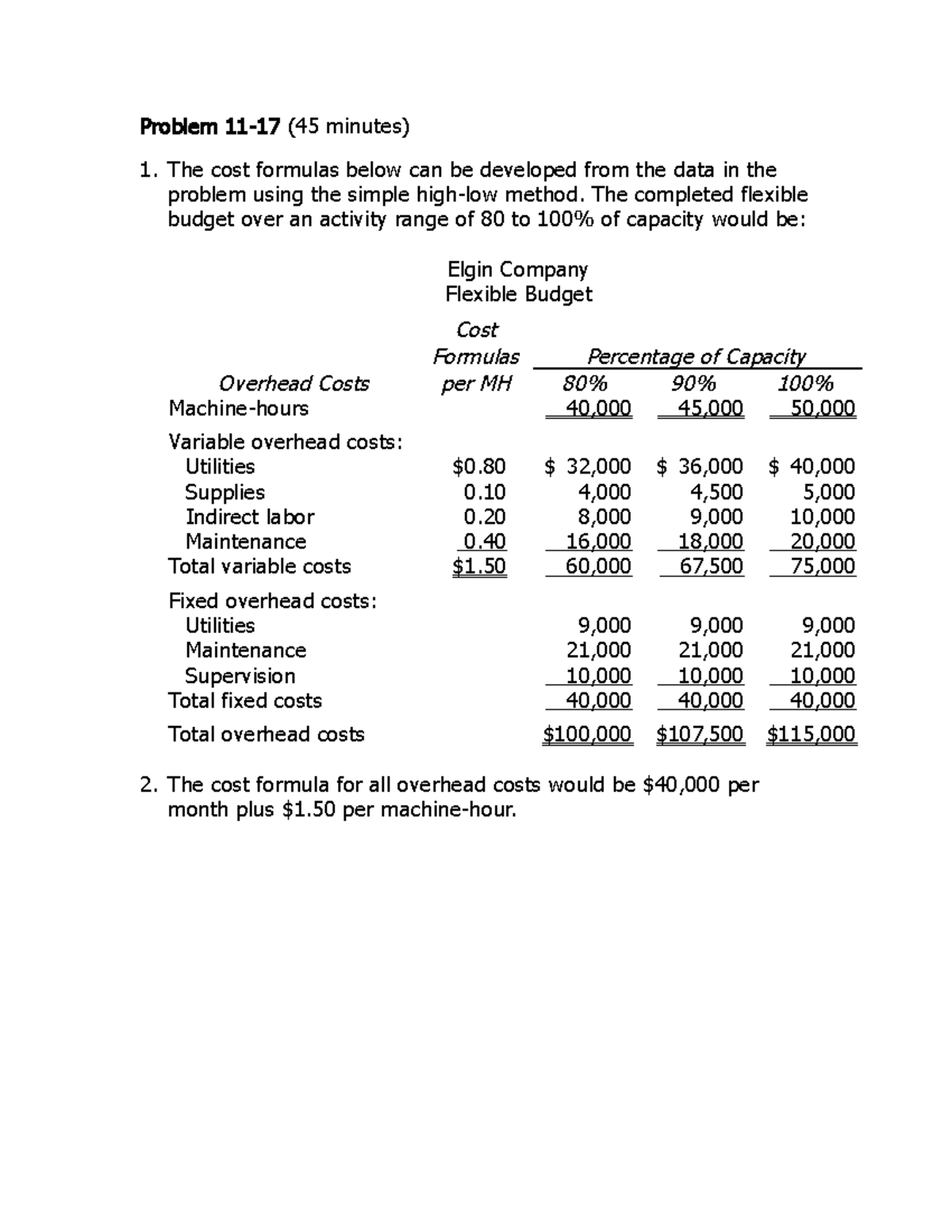 Problem 11 17 And 11 22 - HTTTKT - Problem 11 -17 (45 Minutes) The Cost ...