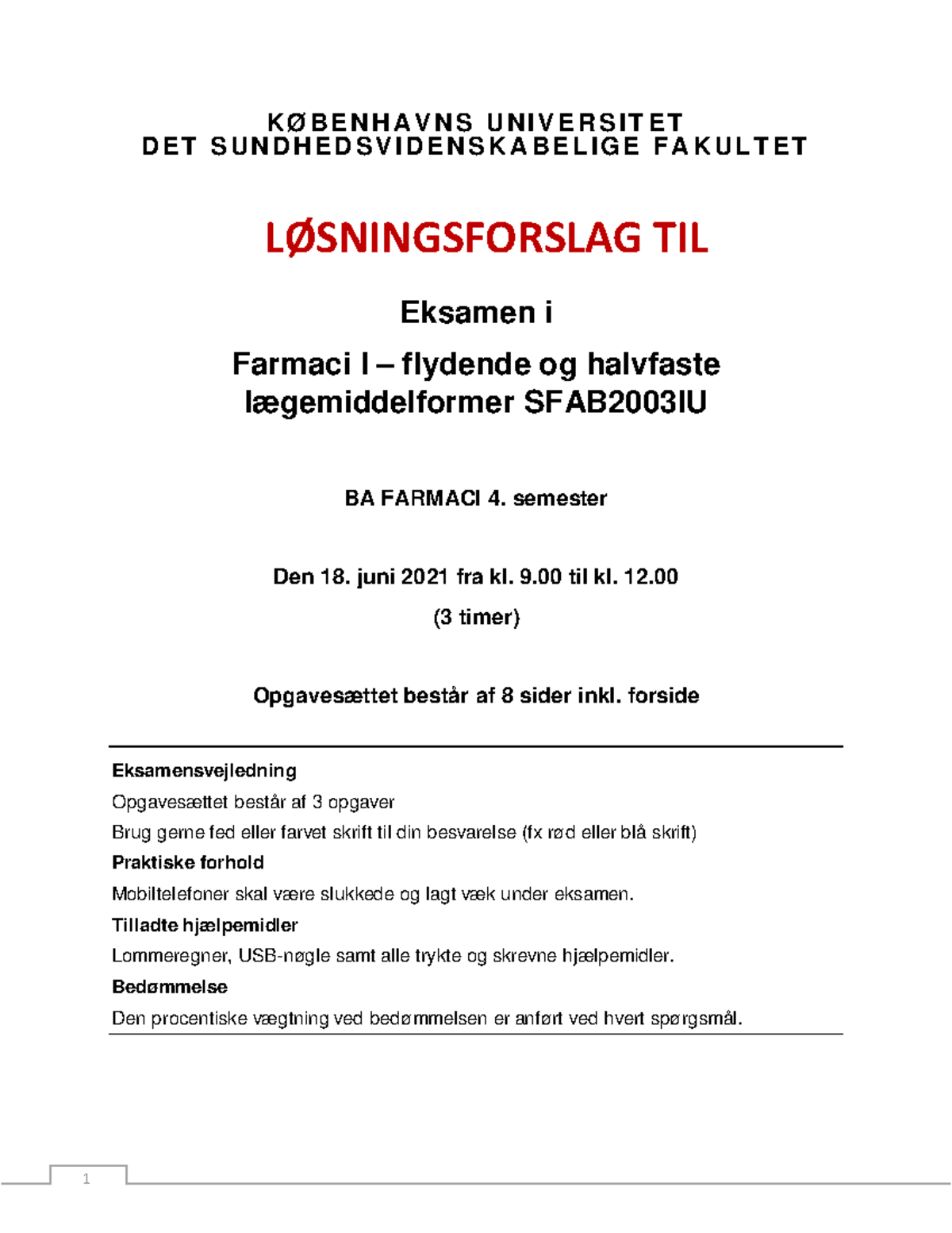 (1) Juni 2021 Løsningsforslag - K Ø B E N H A V N S U N I V E R S I T E ...