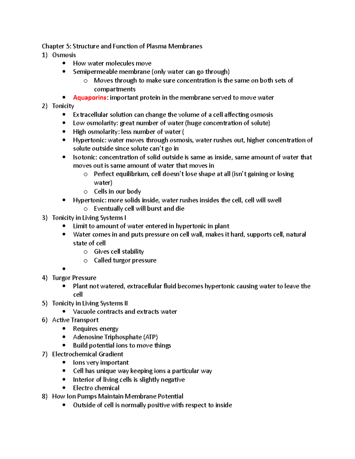 Ch. 5 Structure and Function of Plasma Membranes (In Class) - Chapter 5 ...