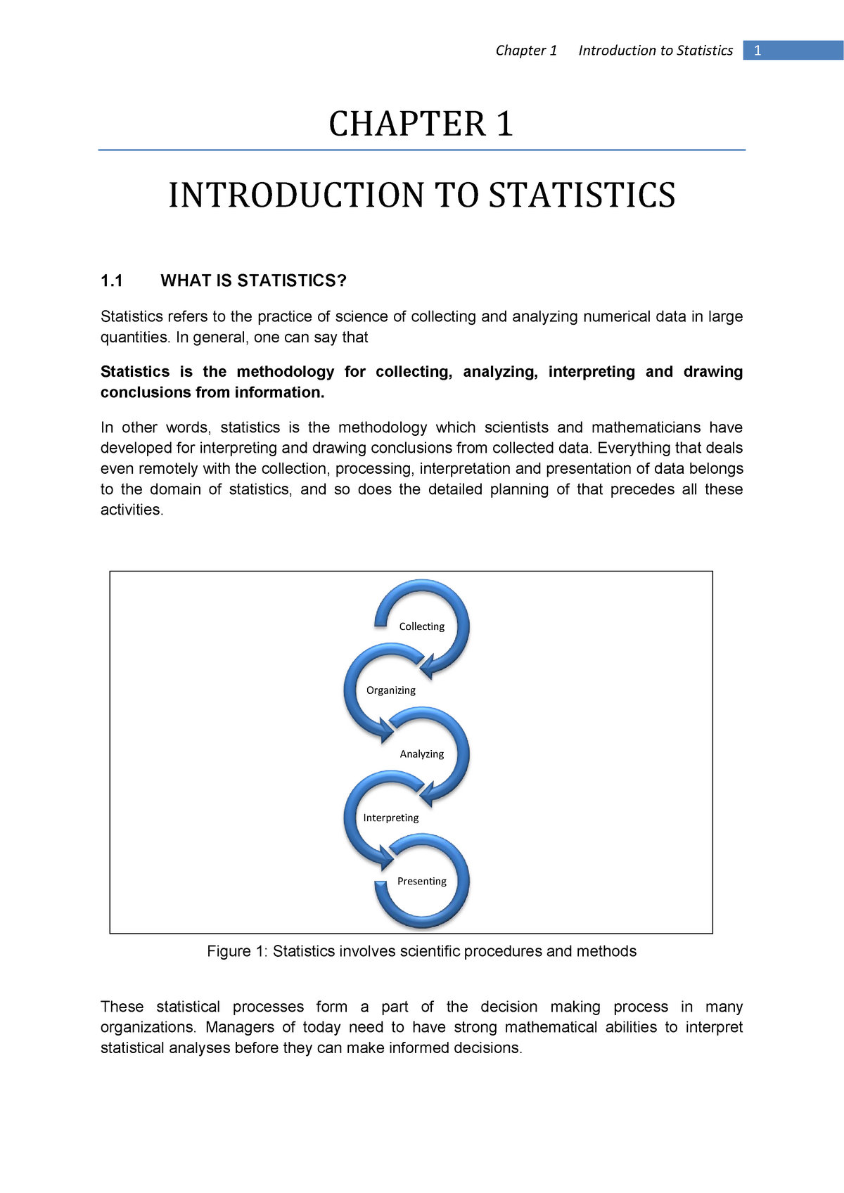 STA108 Chapter 1 - CHAPTER 1 INTRODUCTION TO STATISTICS 1 WHAT IS ...