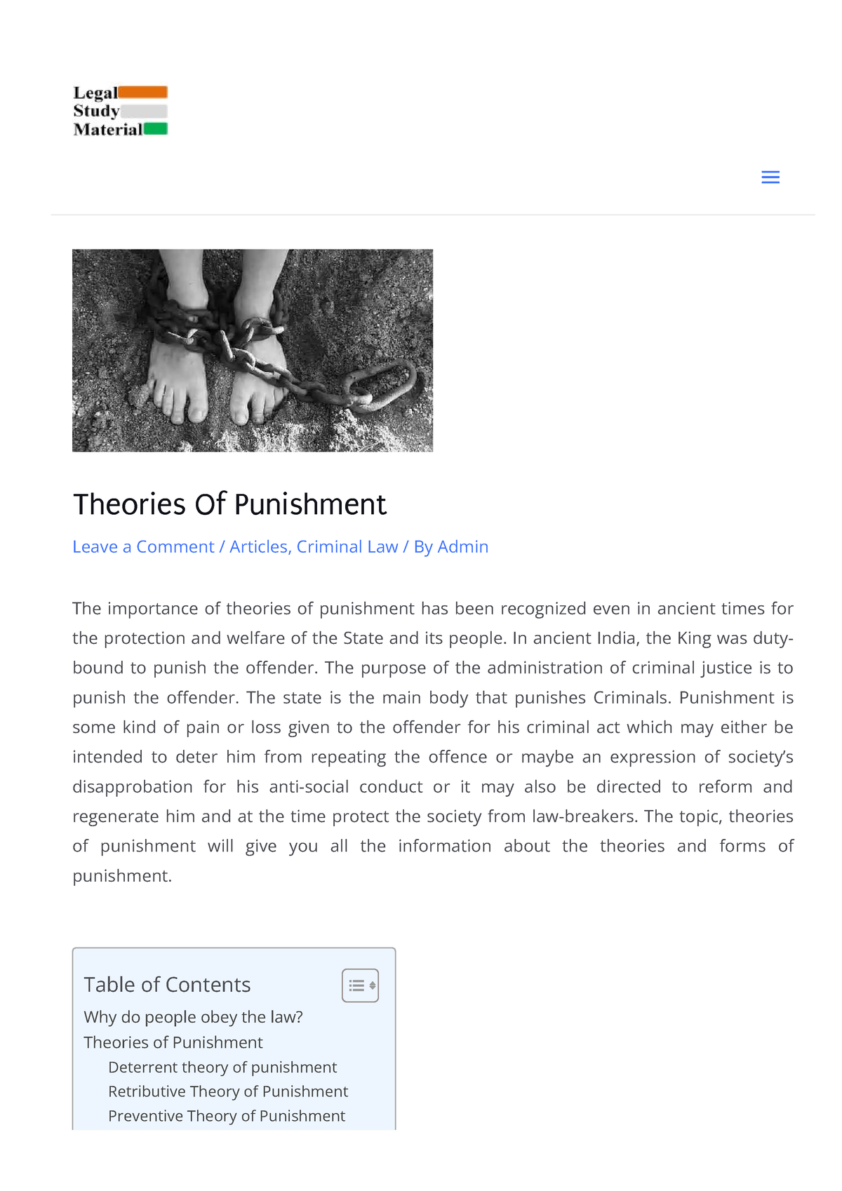 Legalstudymaterial Com Theories Of Punishment - Theories Of Punishment ...