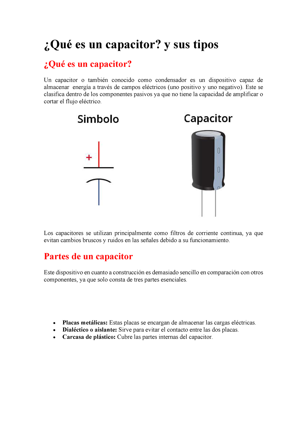 Capacitor Y Su Clasificacion Asi Como Su Definicion De Cada Uno De Los ...